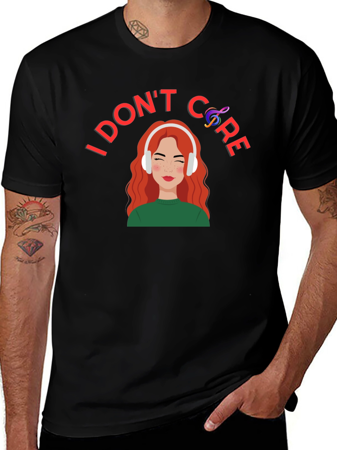 I Dont Care T-Shirt: Music Lover Graphic Tee