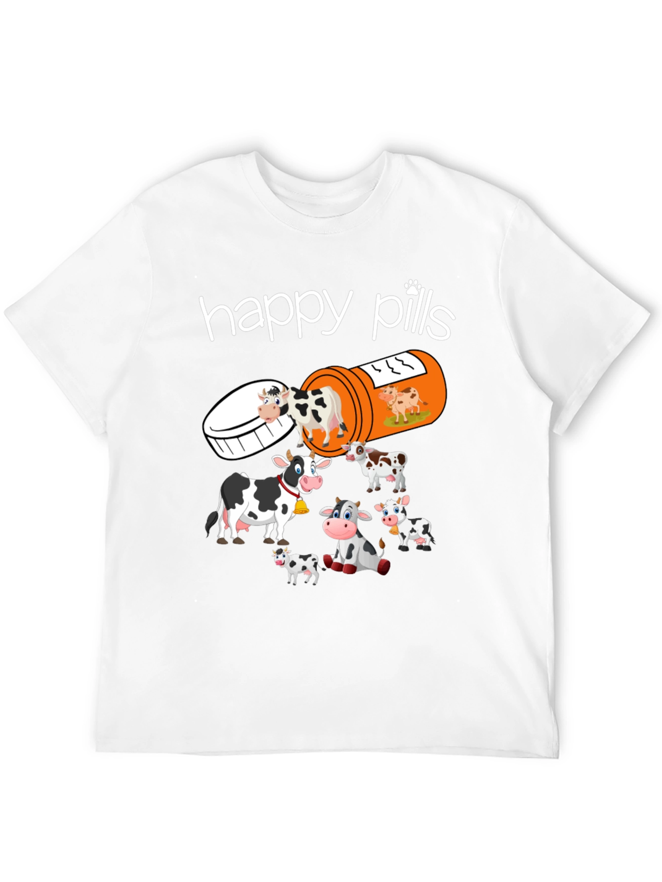 Happy Pills Cow T-Shirt Funny Farm Animal Tee