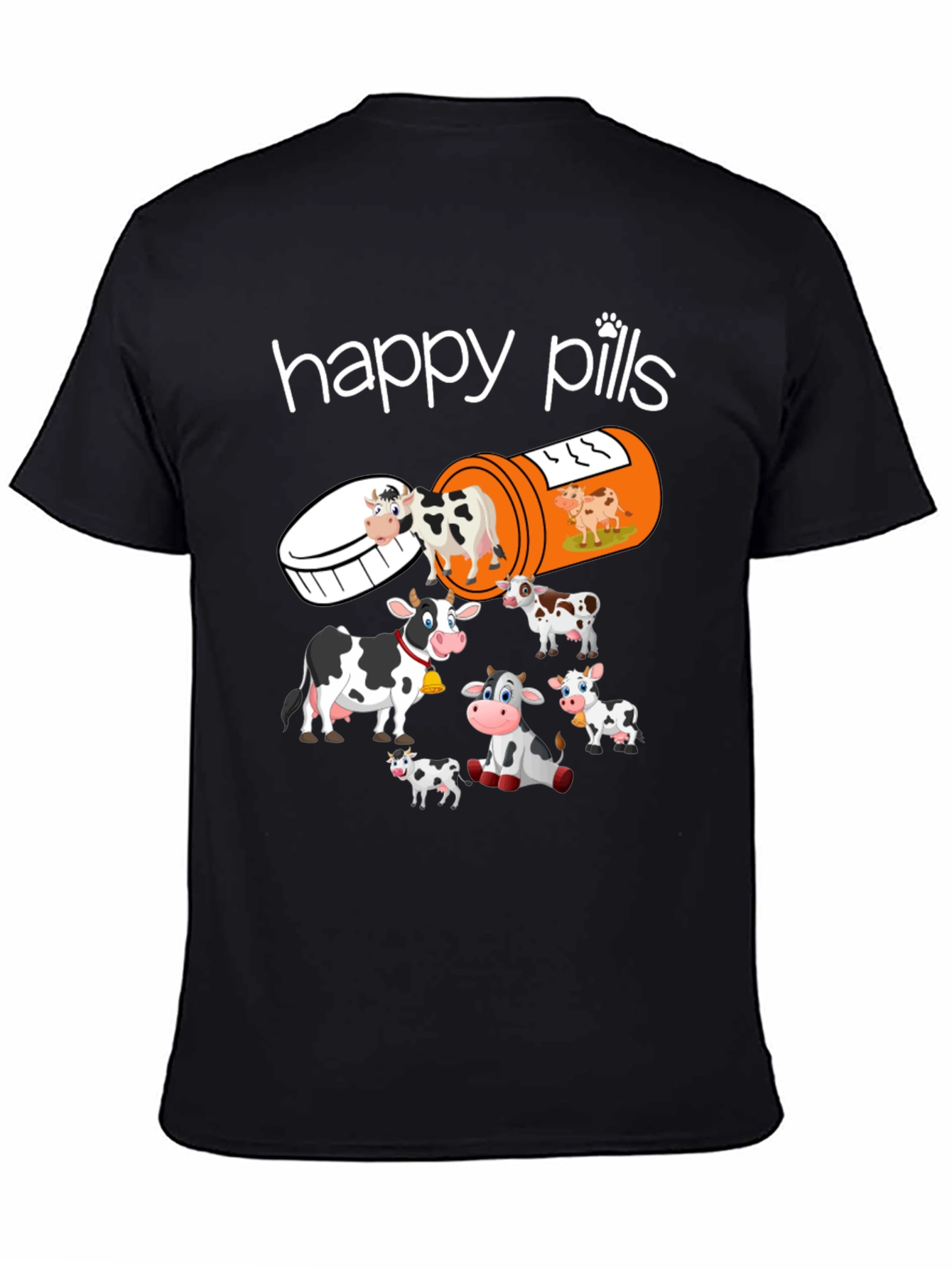 Happy Pills Cow T-Shirt Funny Farm Animal Tee