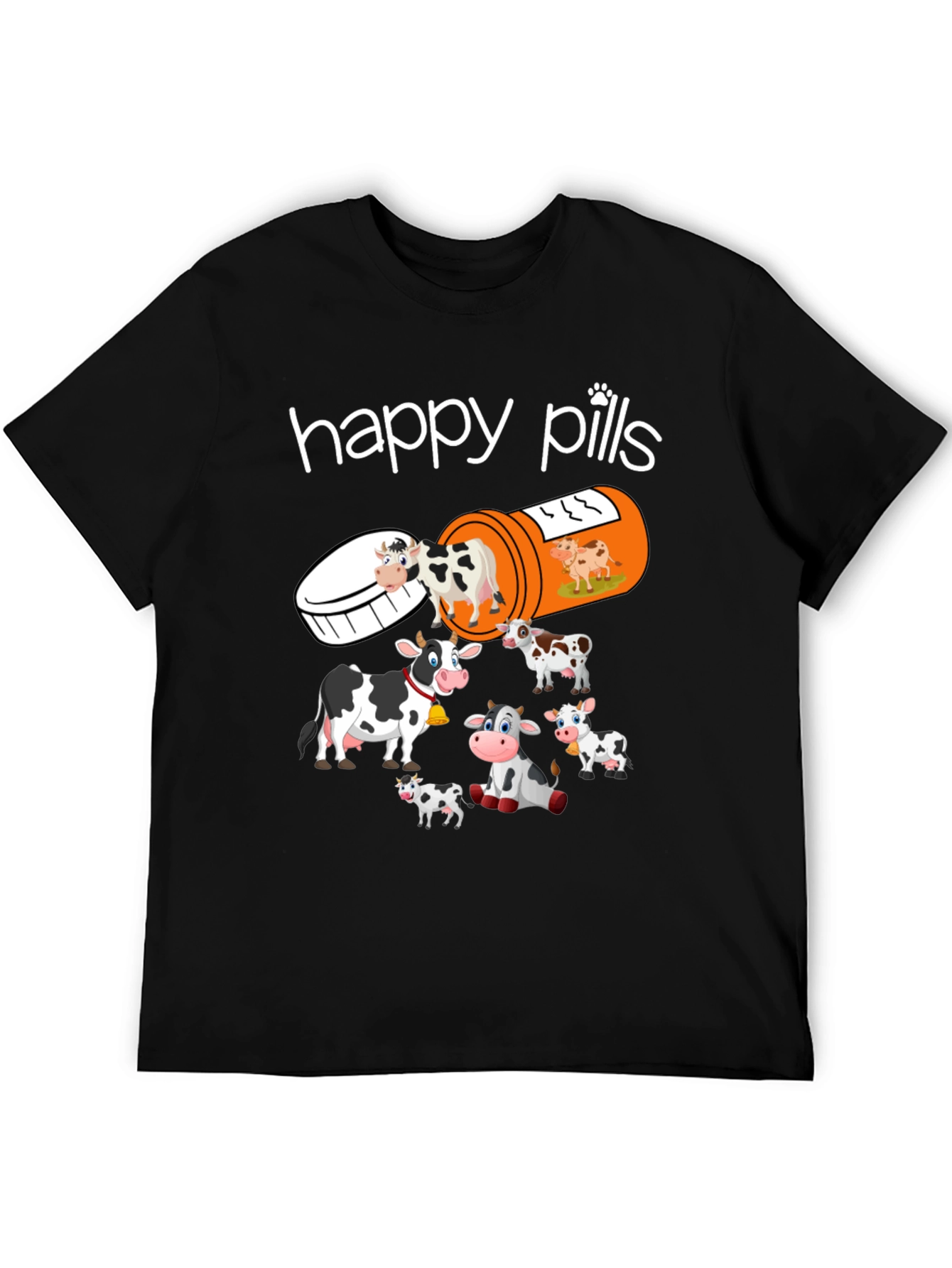 Happy Pills Cow T-Shirt Funny Farm Animal Tee