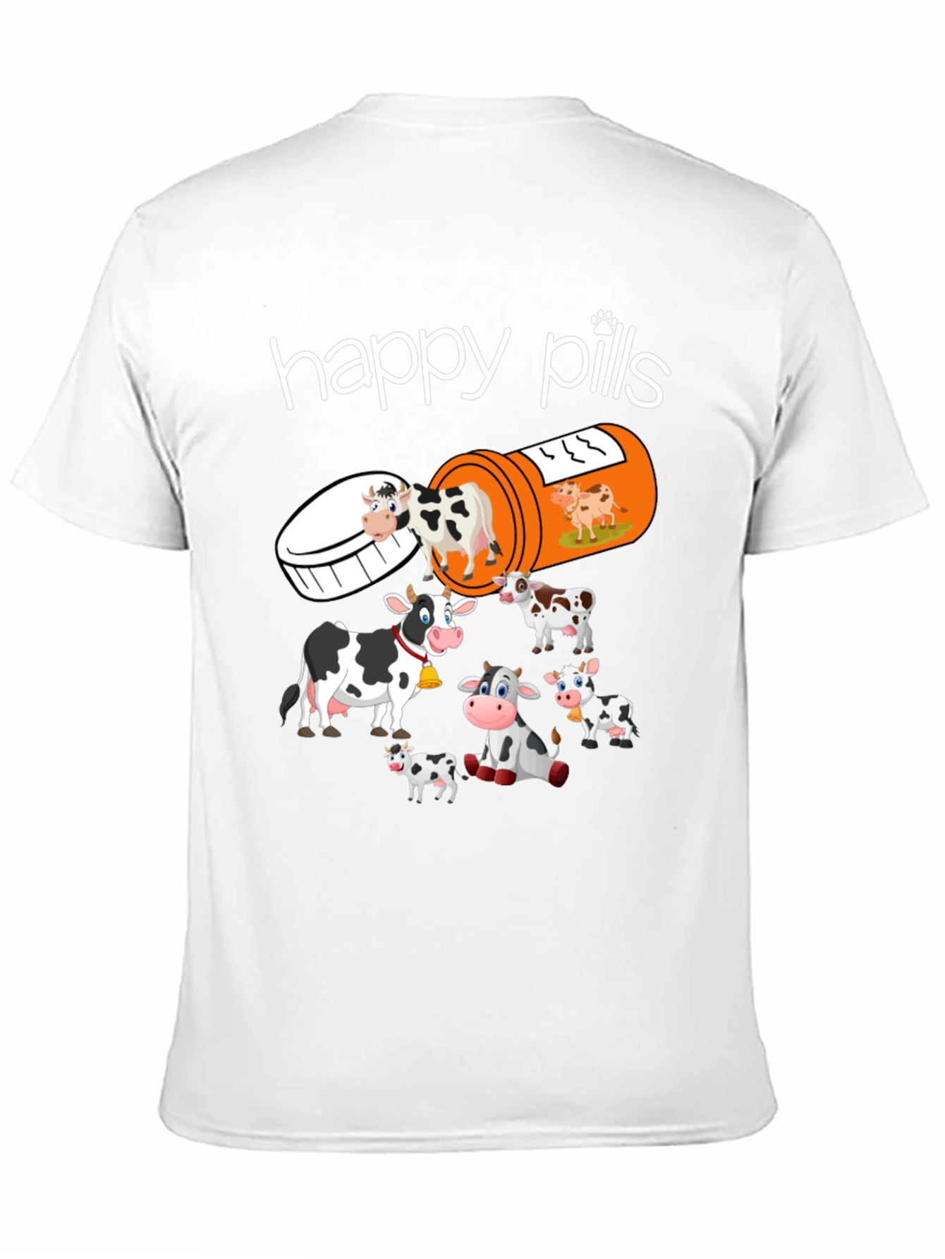 Happy Pills Cow T-Shirt Funny Farm Animal Tee