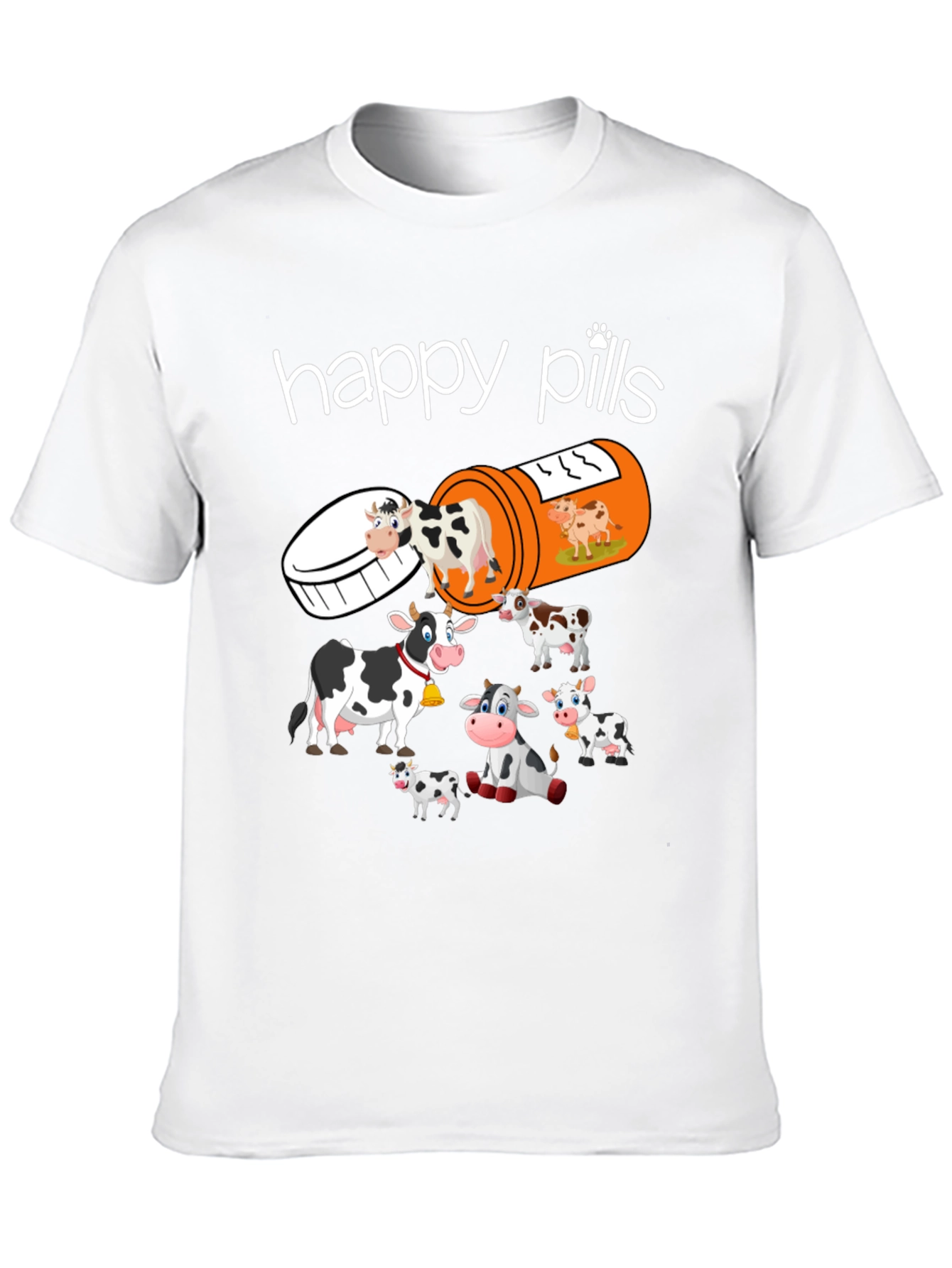 Happy Pills Cow T-Shirt Funny Farm Animal Tee