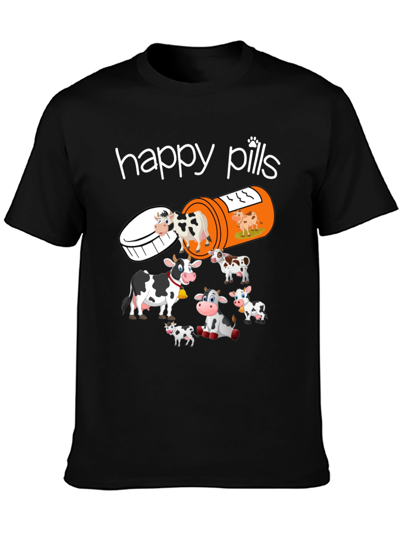 Happy Pills Cow T-Shirt Funny Farm Animal Tee