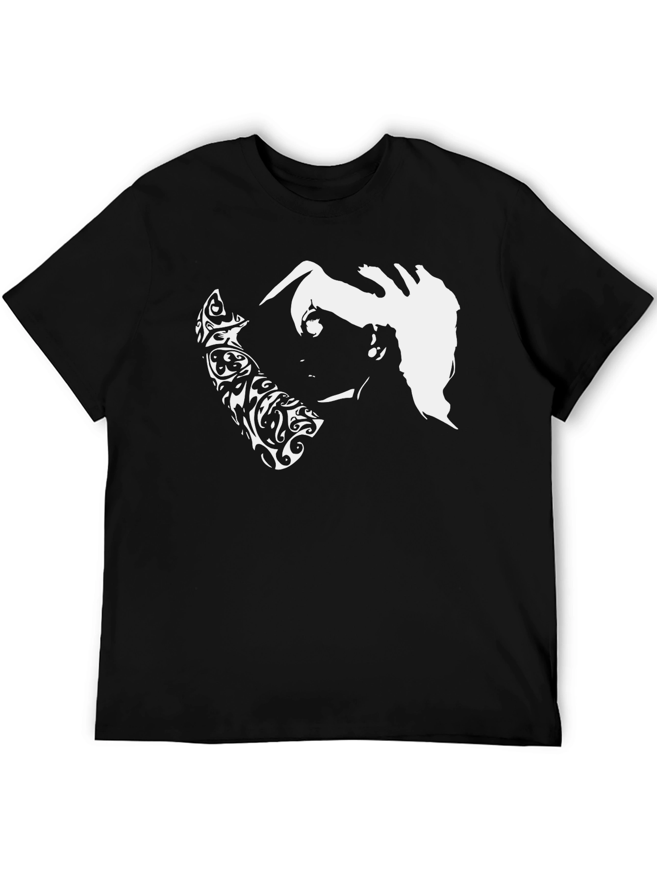 Abstract Graphic Print Black Casual Tee