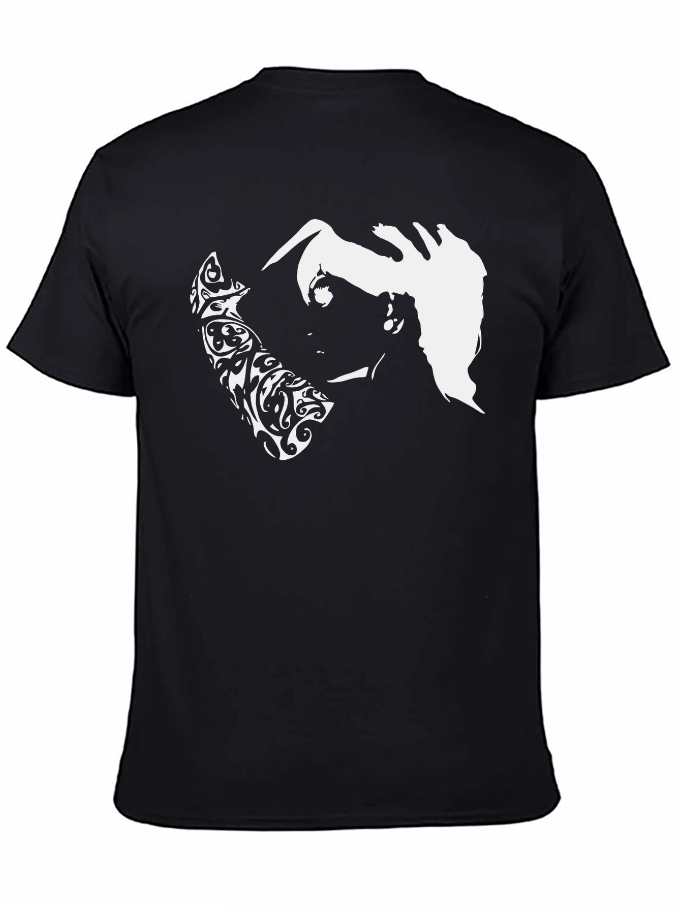 Abstract Graphic Print Black Casual Tee