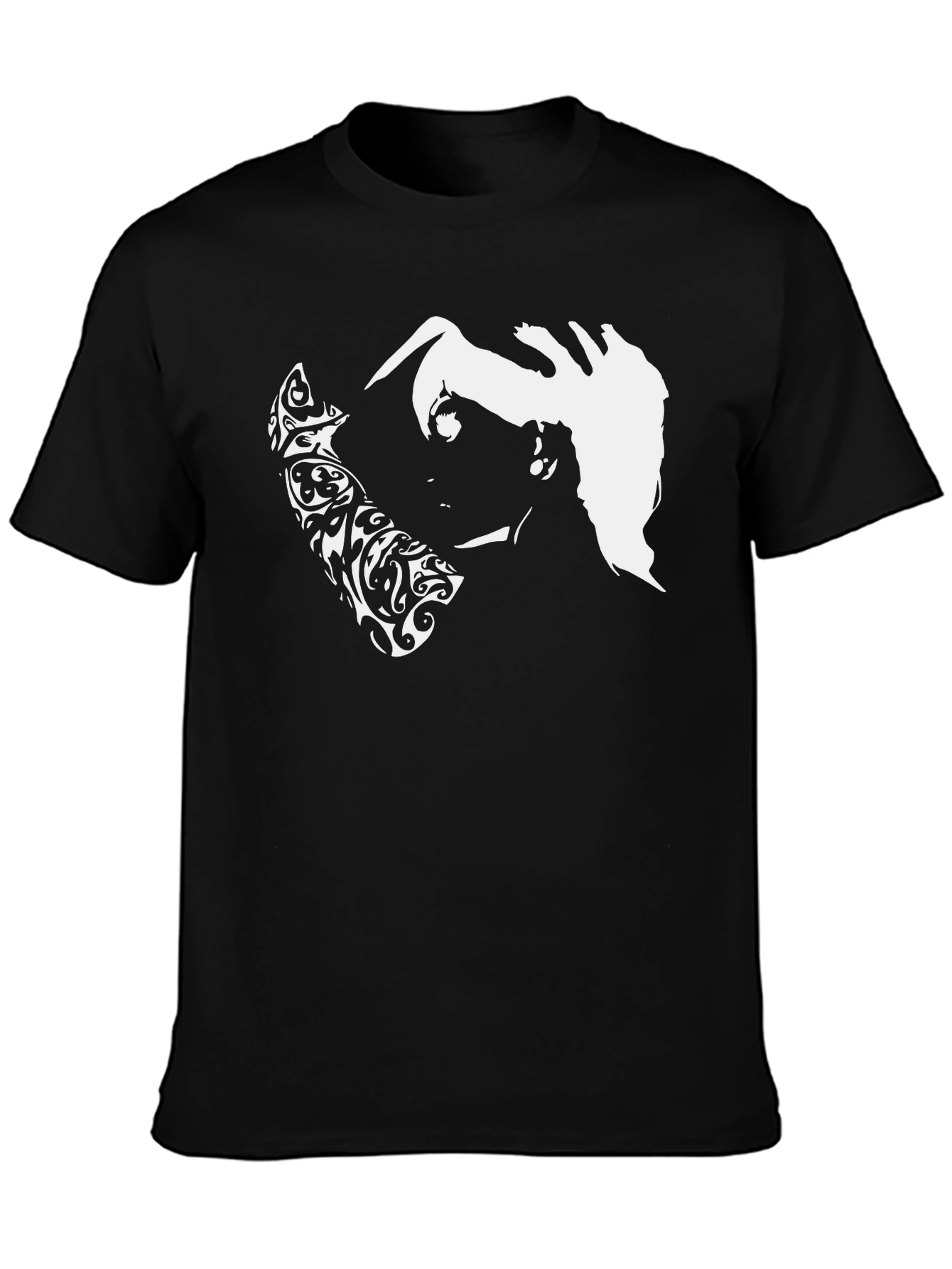 Abstract Graphic Print Black Casual Tee