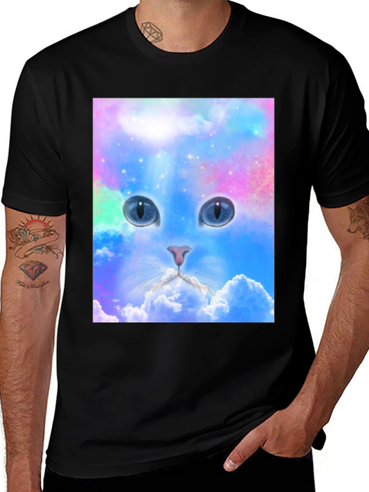 Cosmic Cat T-Shirt - Galaxy Cloud Design