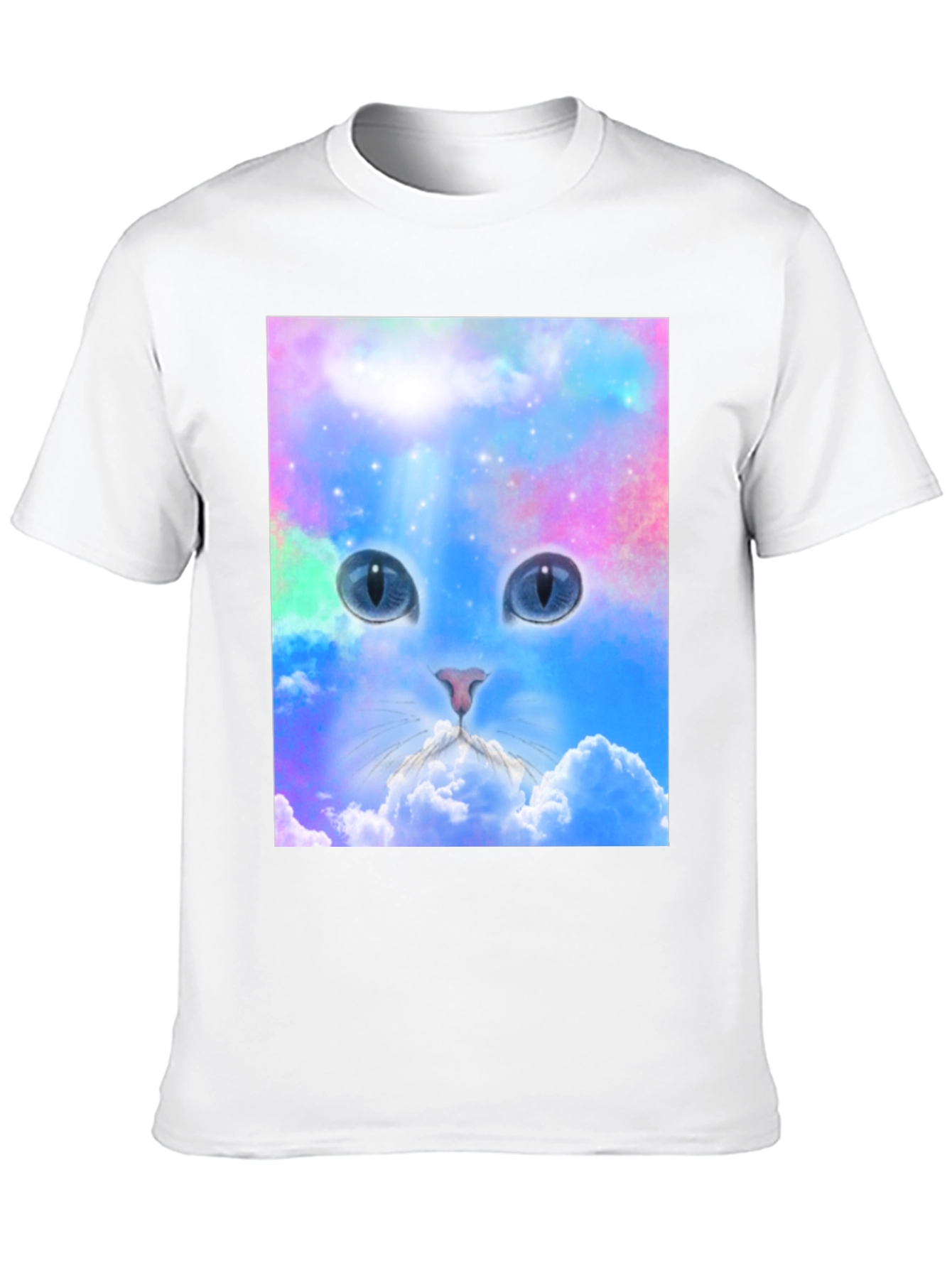Cosmic Cat T-Shirt - Galaxy Cloud Design