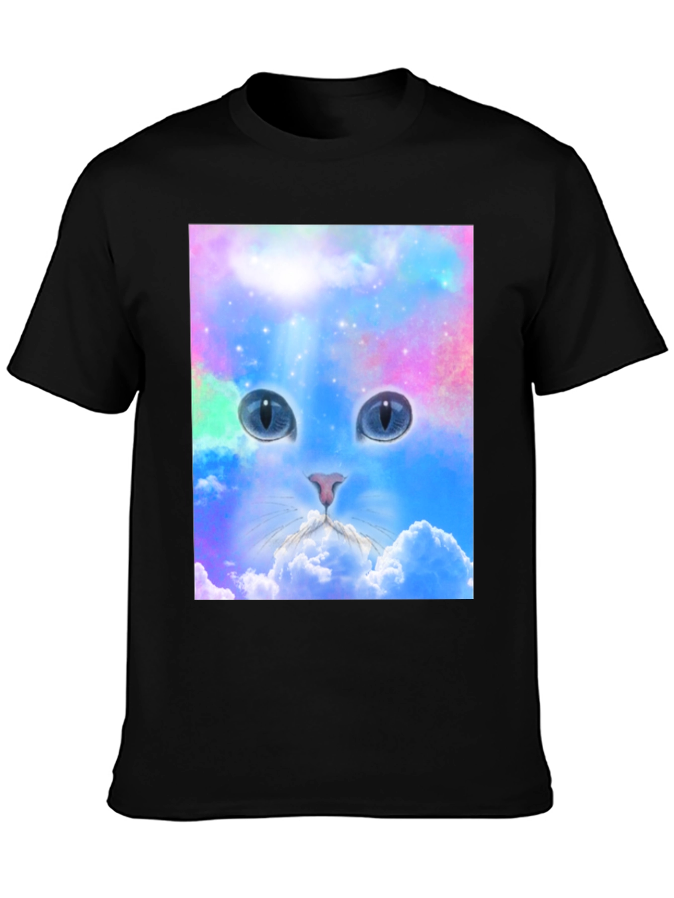 Cosmic Cat T-Shirt - Galaxy Cloud Design