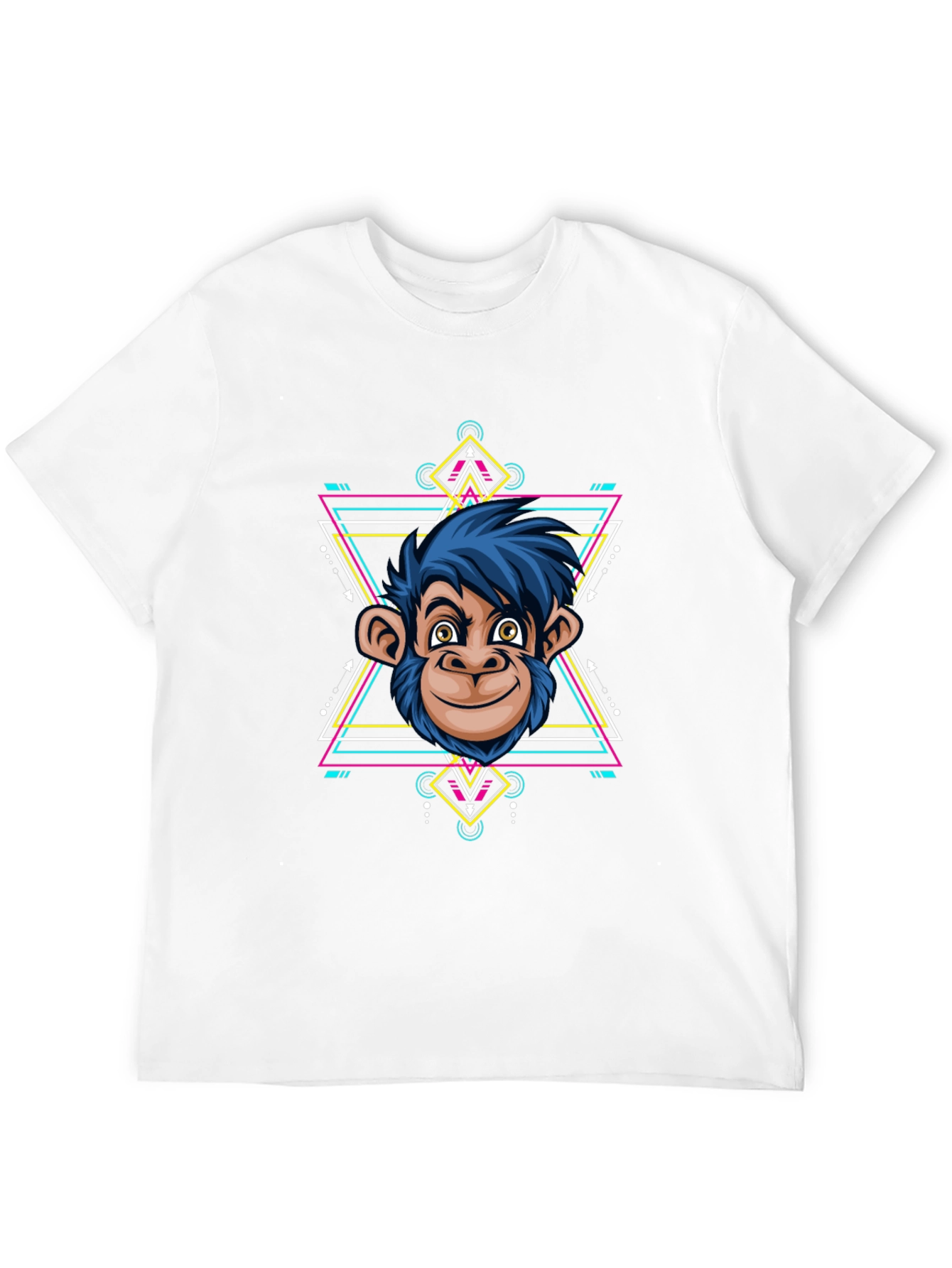 Geometric Monkey Graphic Tee - Cool Black Shirt