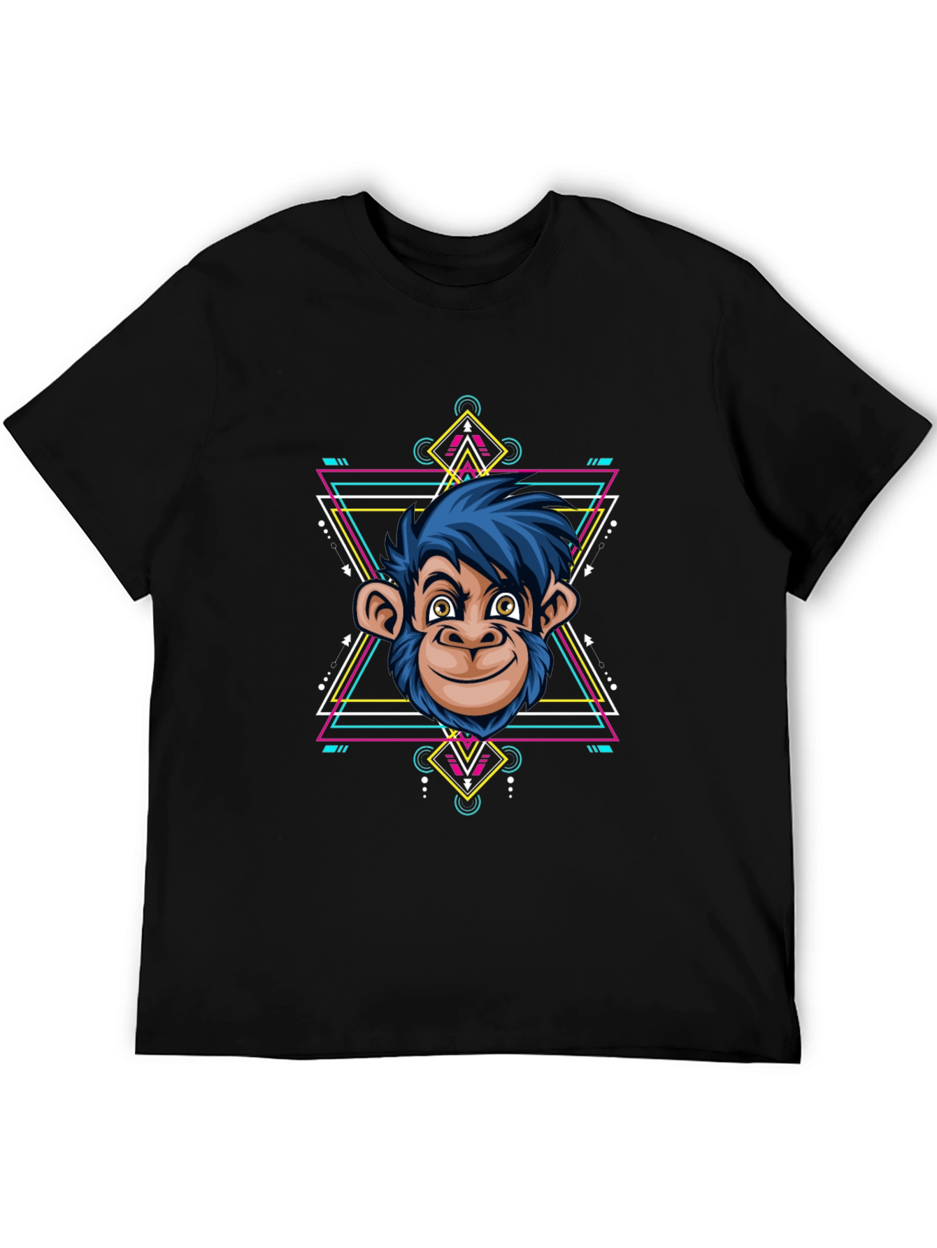 Geometric Monkey Graphic Tee - Cool Black Shirt