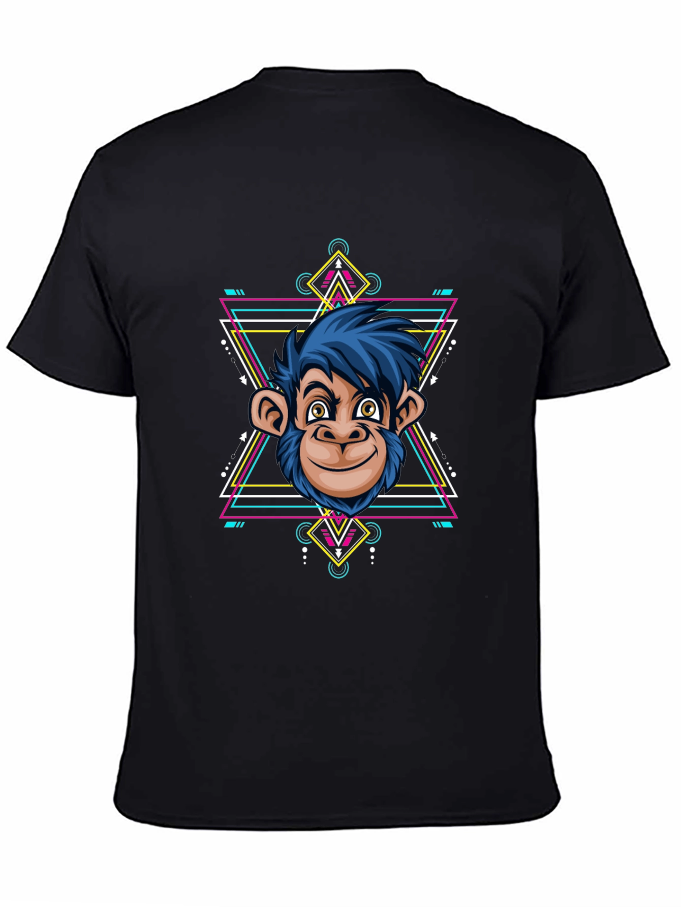 Geometric Monkey Graphic Tee - Cool Black Shirt