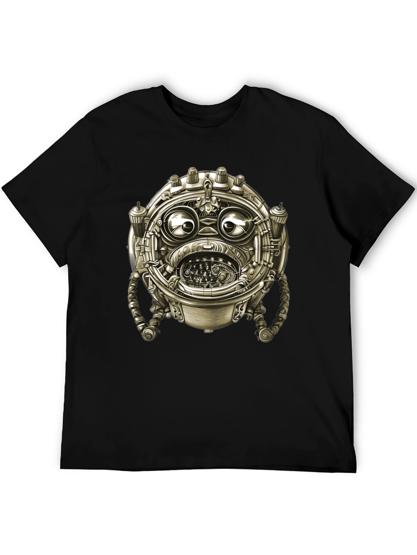 Steampunk Robot Graphic Tee - Unique Black T-Shirt