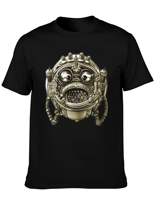 Steampunk Robot Graphic Tee - Unique Black T-Shirt