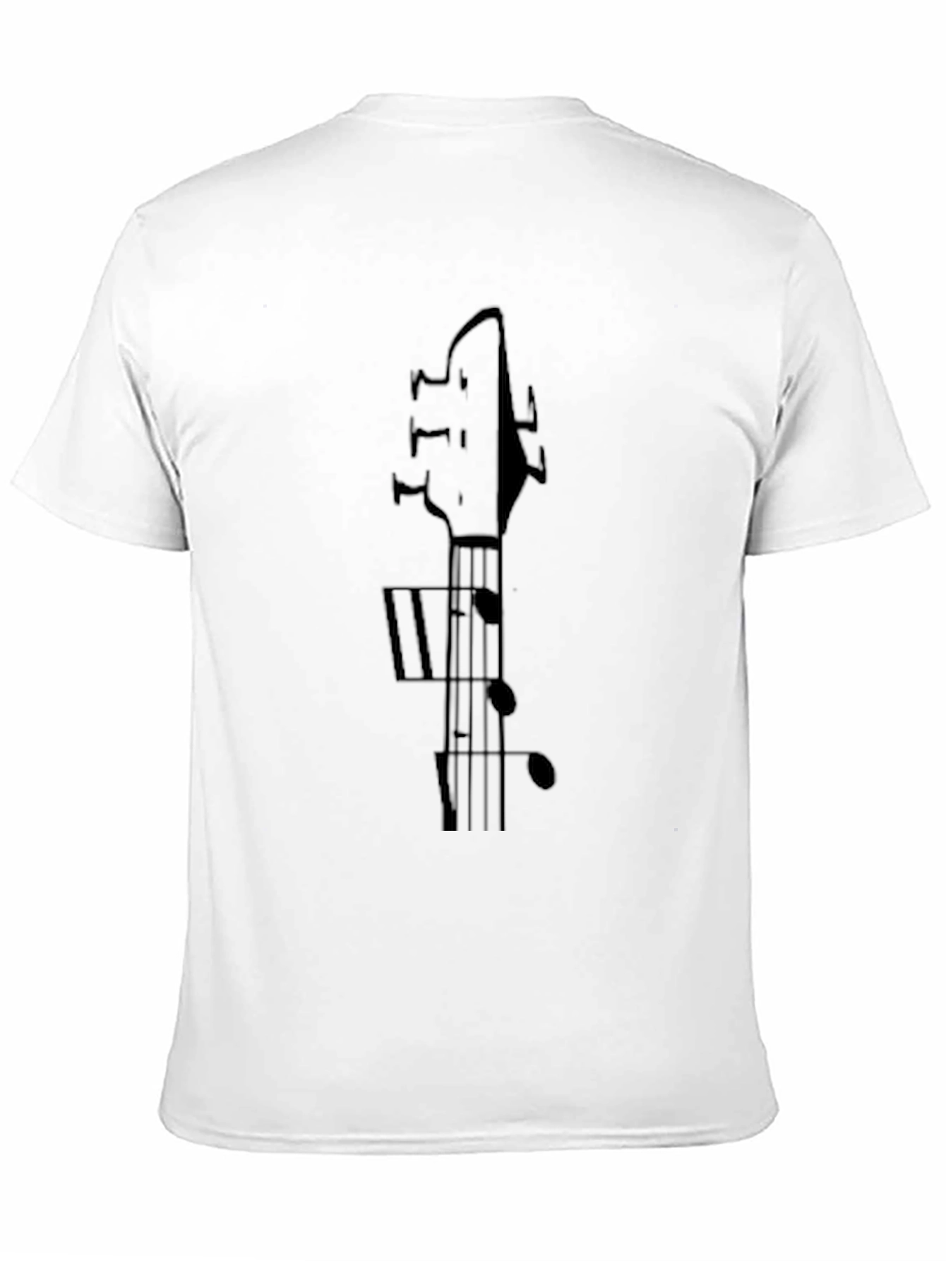 Guitar Headstock & Music Note Black Graphic Tee