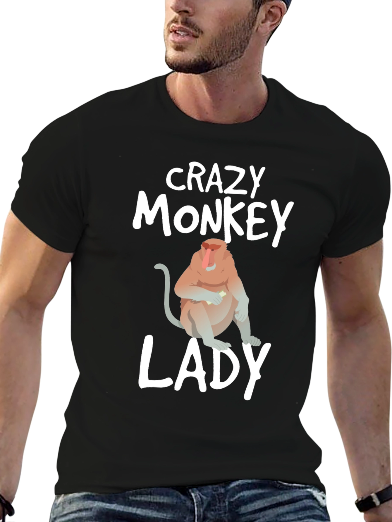 Crazy Monkey Lady Graphic T-Shirt
