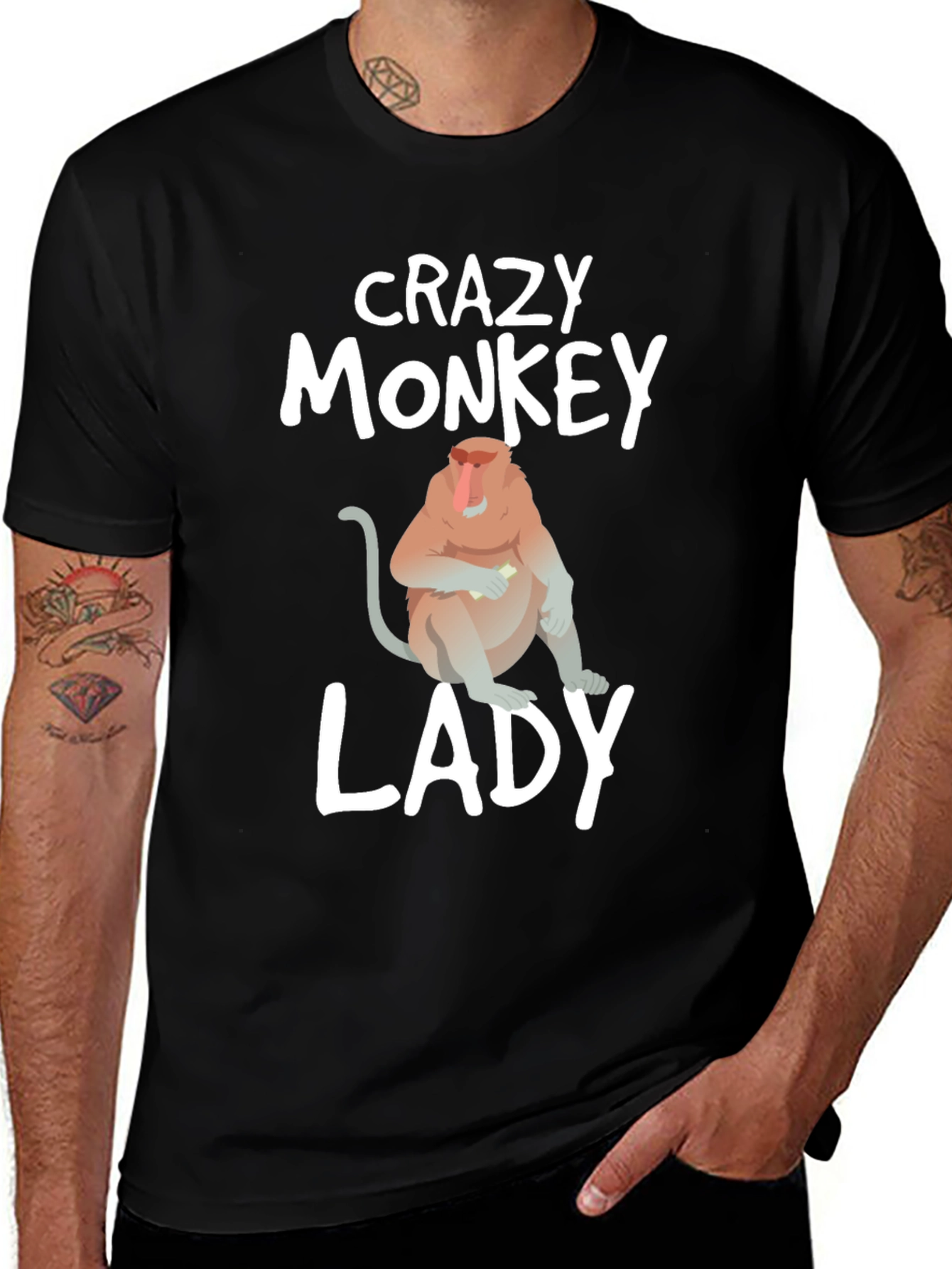 Crazy Monkey Lady Graphic T-Shirt