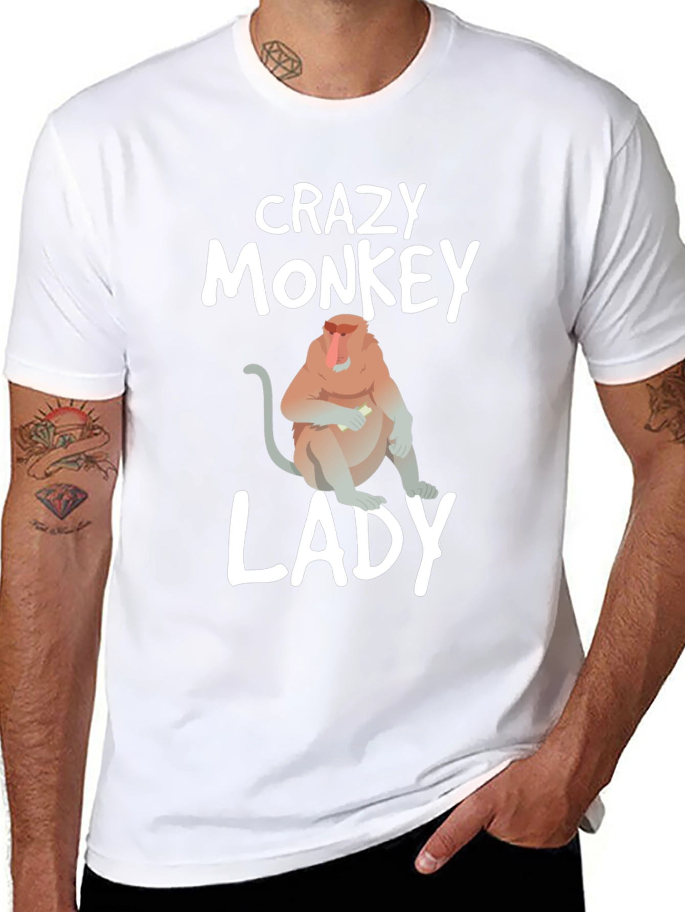 Crazy Monkey Lady Graphic T-Shirt