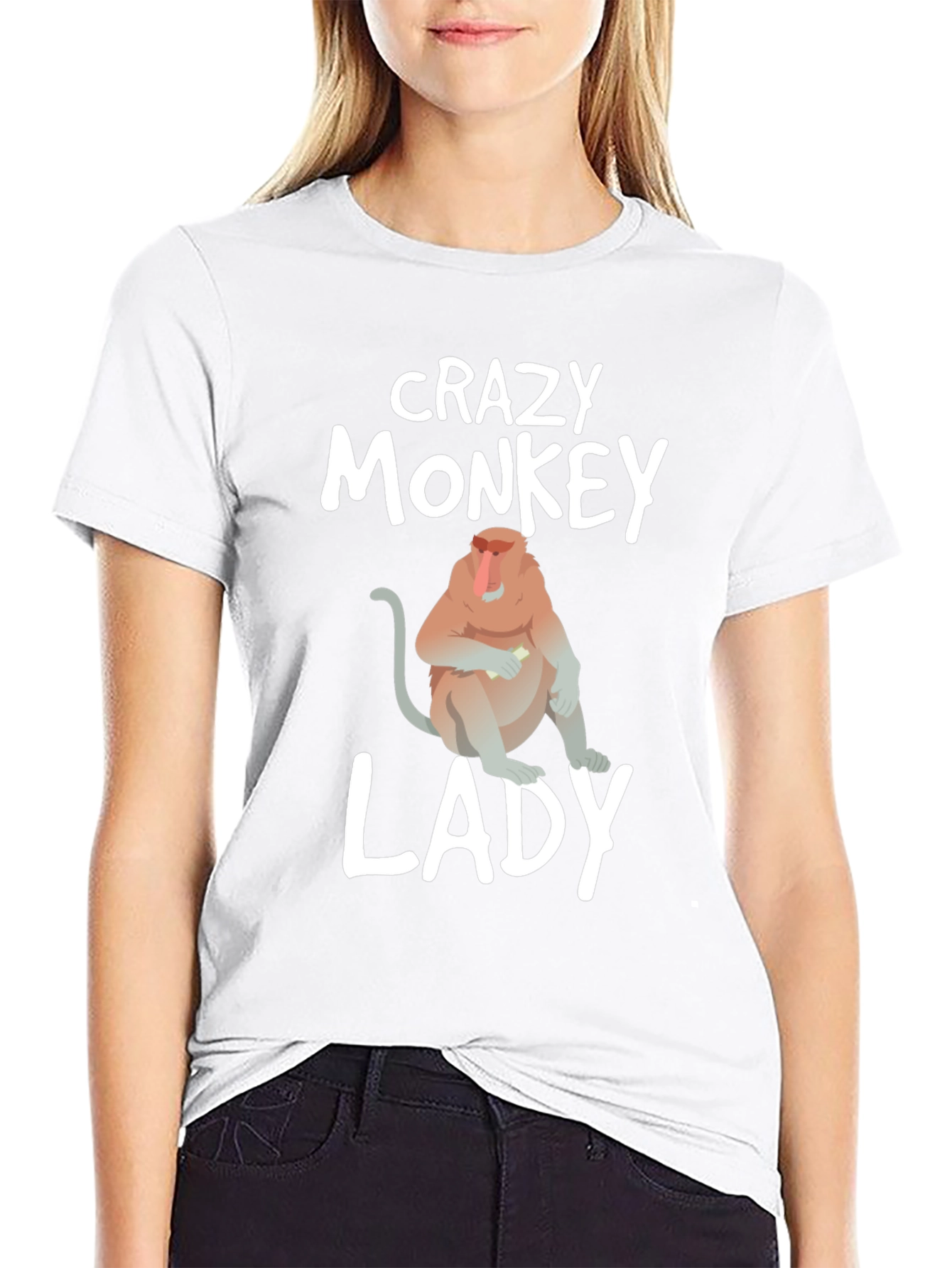 Crazy Monkey Lady Graphic T-Shirt