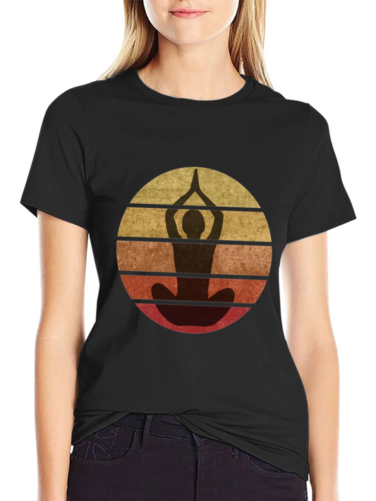 Retro Yoga Pose Graphic T-Shirt - Unisex Black Tee