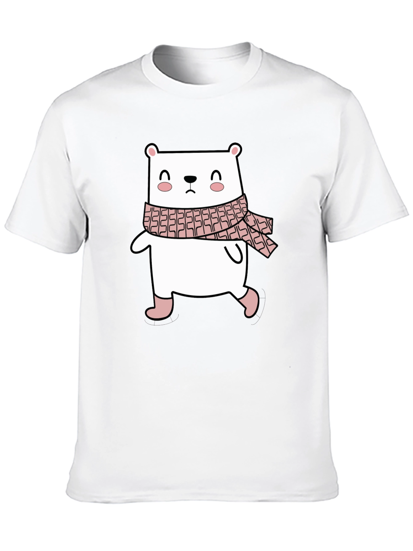 Cute Bear with Scarf Black T-Shirt