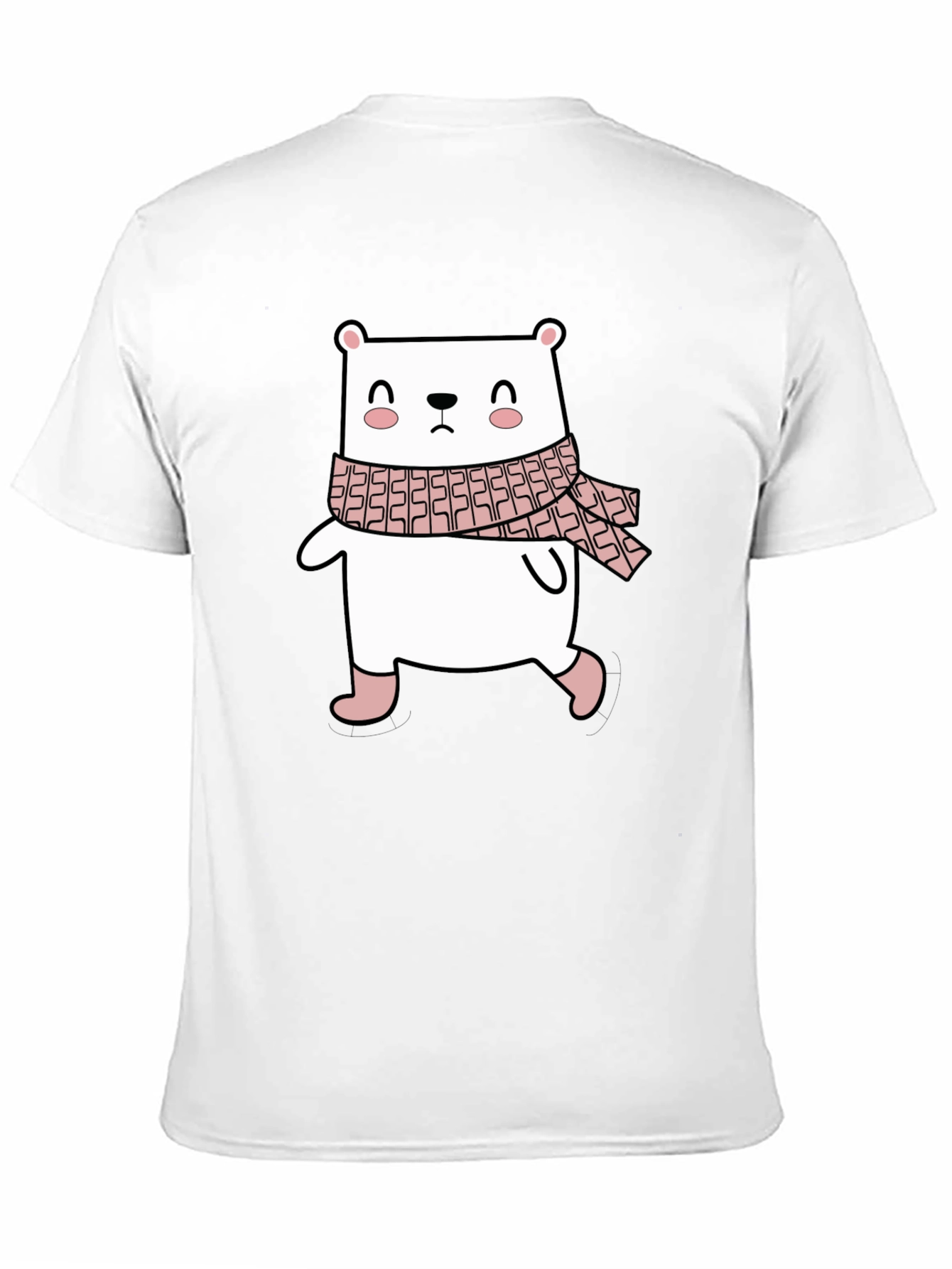 Cute Bear with Scarf Black T-Shirt