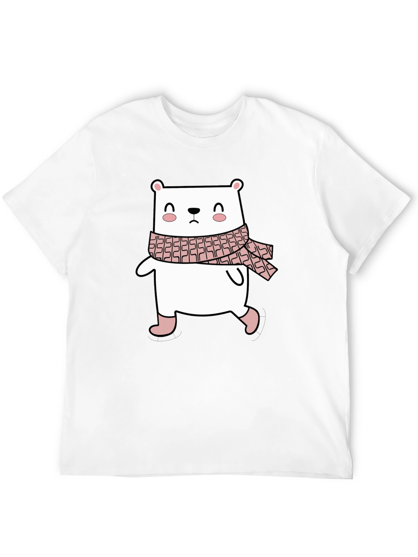 Cute Bear with Scarf Black T-Shirt