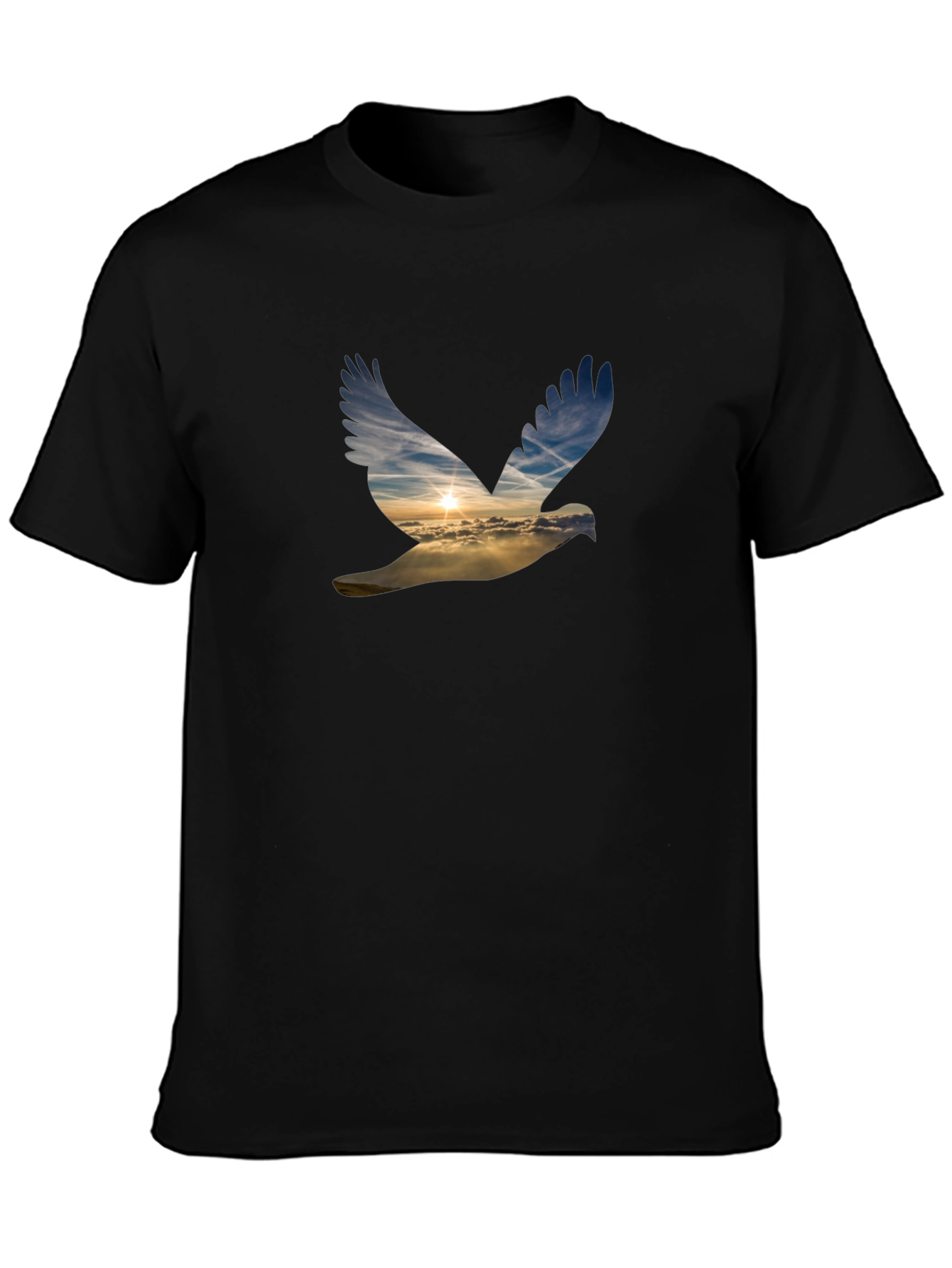 Dove Sunset Graphic Black T-Shirt