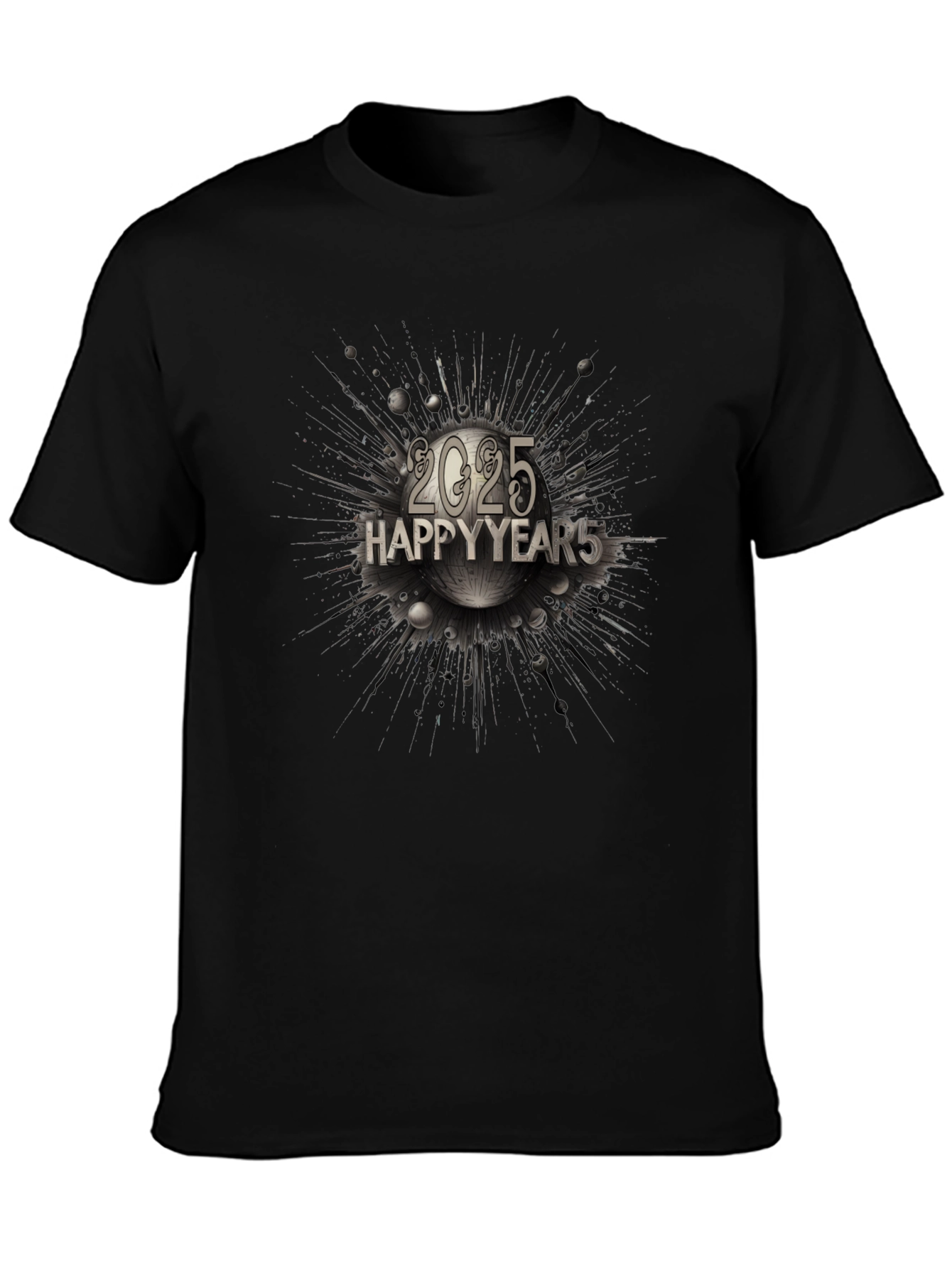 Happy 2025 New Year Graphic T-Shirt - Black