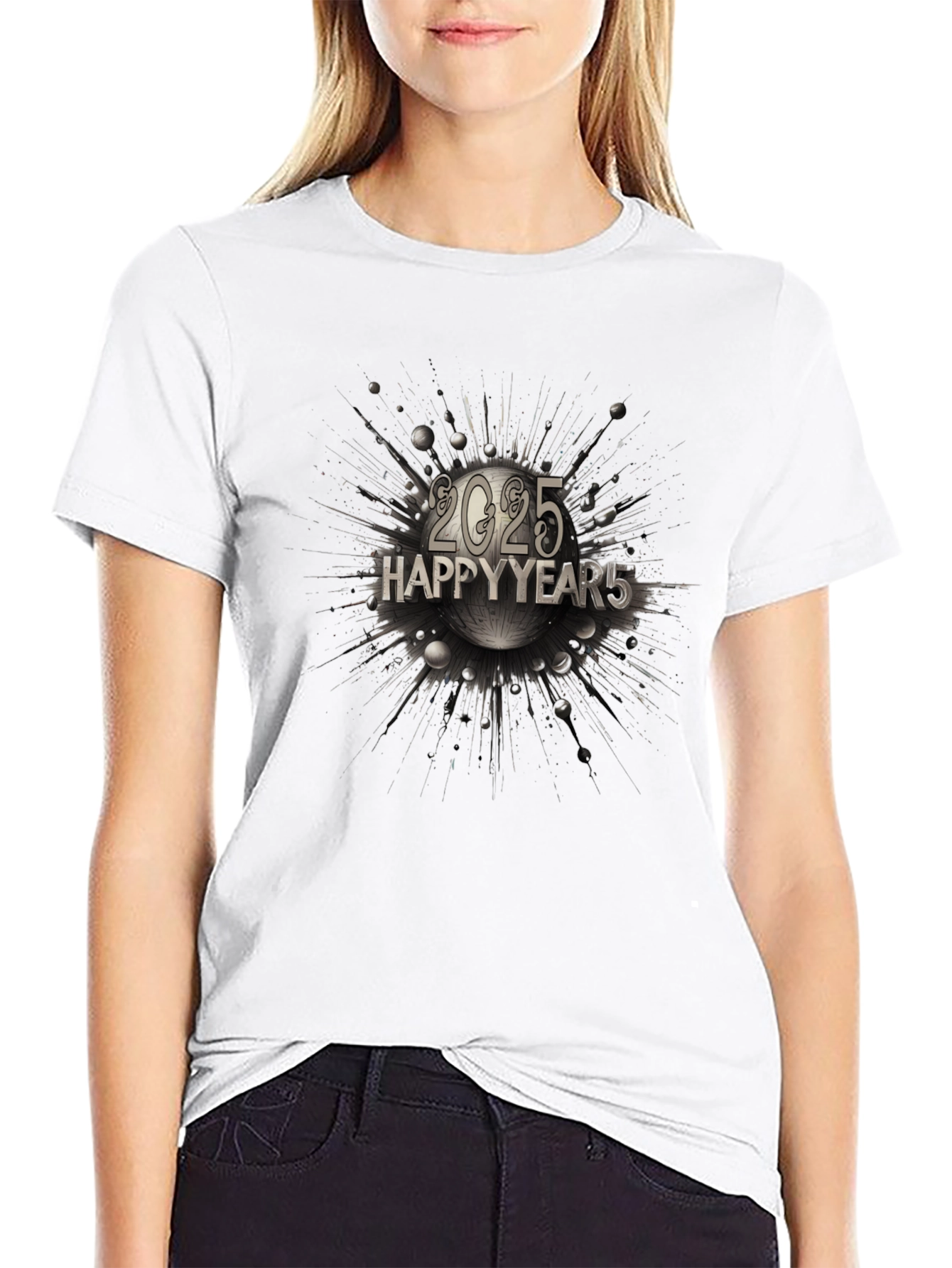 Happy 2025 New Year Graphic T-Shirt - Black