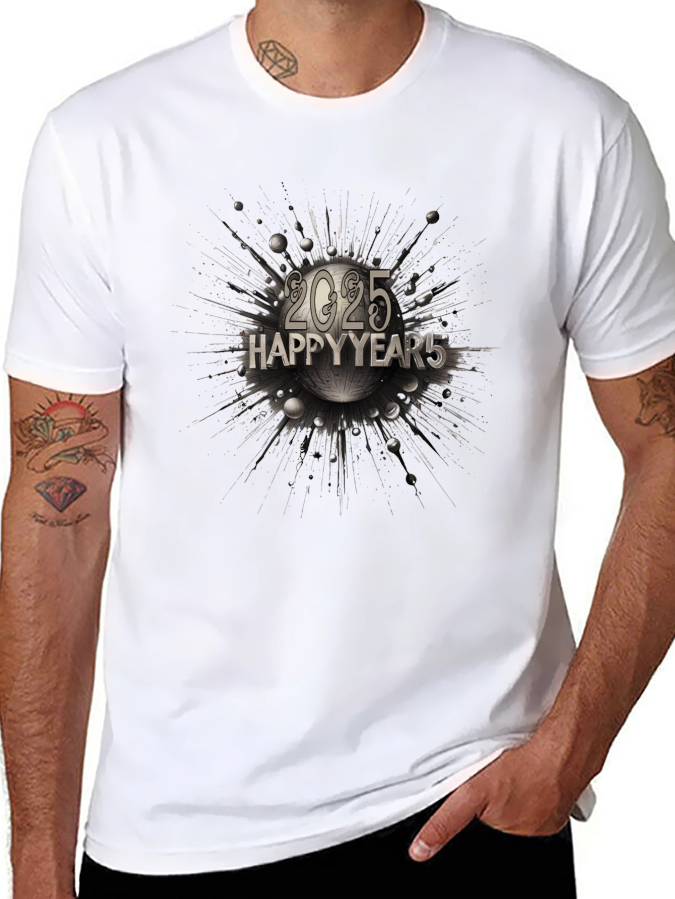 Happy 2025 New Year Graphic T-Shirt - Black