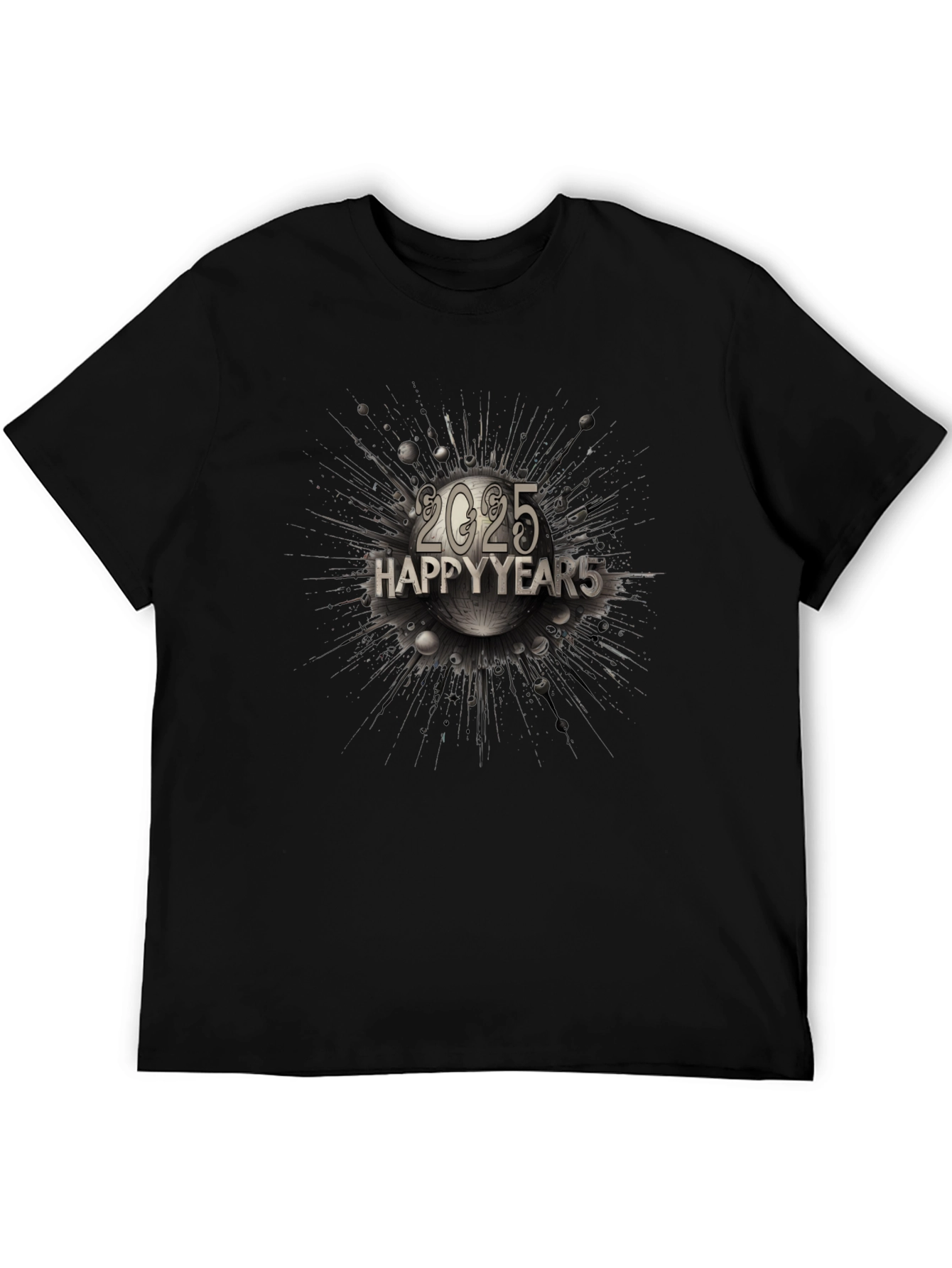 Happy 2025 New Year Graphic T-Shirt - Black