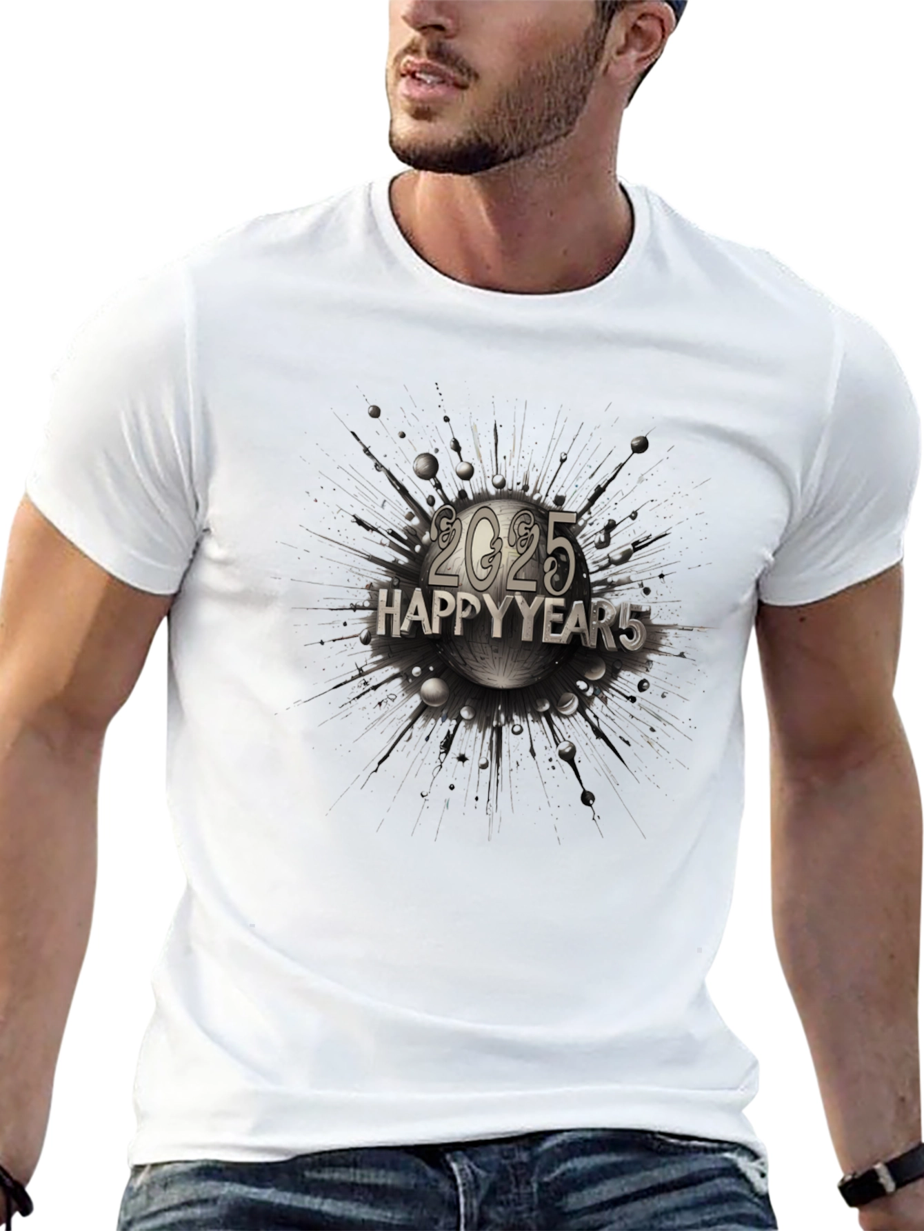 Happy 2025 New Year Graphic T-Shirt - Black