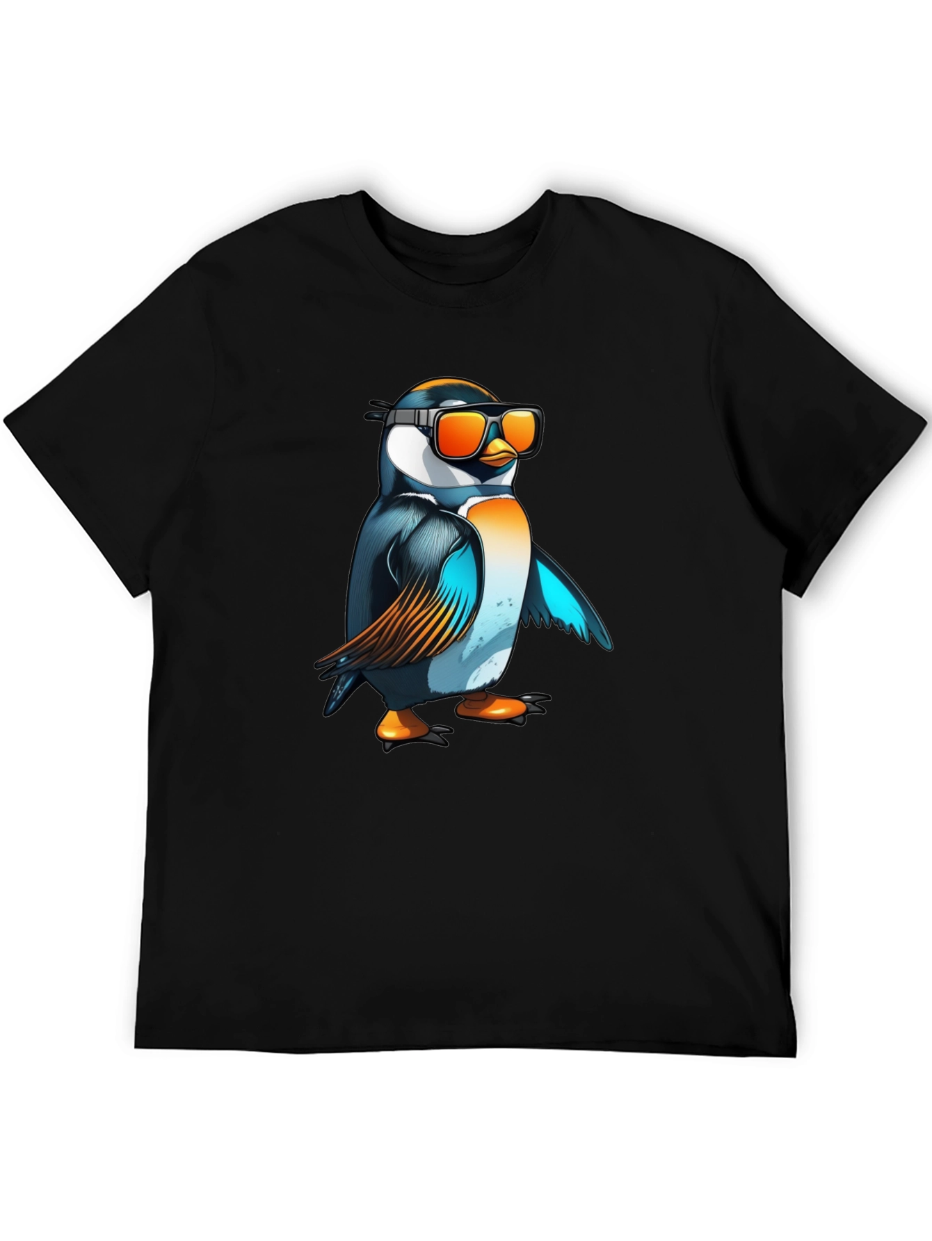 Cool Penguin Graphic Tee - Black Cotton T-Shirt
