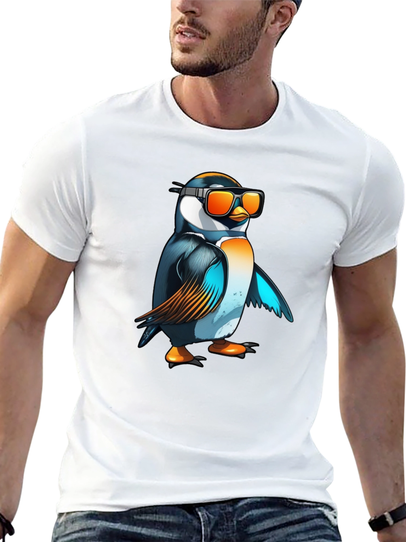 Cool Penguin Graphic Tee - Black Cotton T-Shirt
