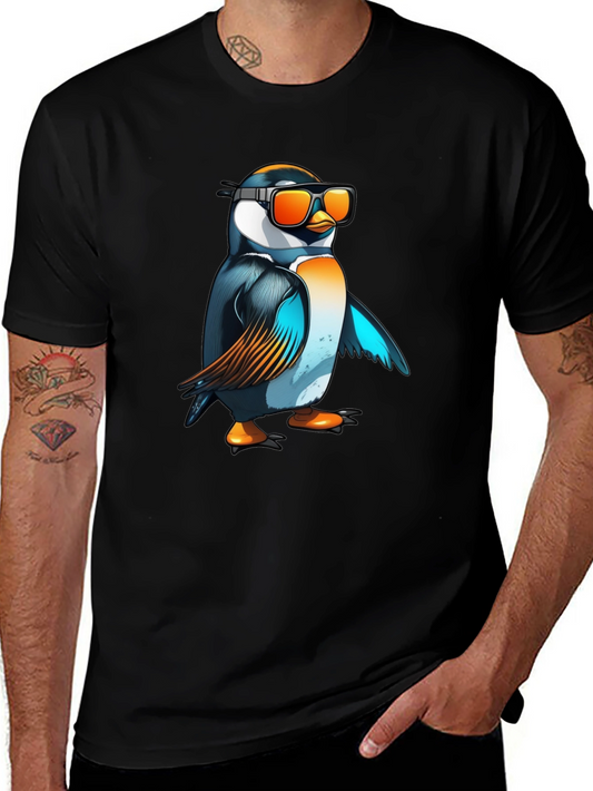 Cool Penguin Graphic Tee - Black Cotton T-Shirt