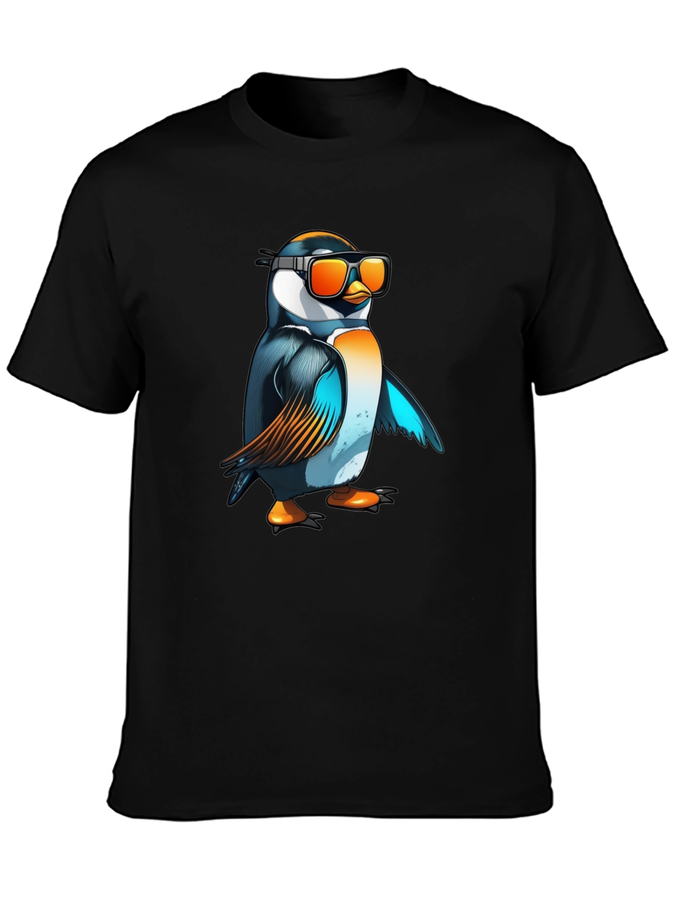 Cool Penguin Graphic Tee - Black Cotton T-Shirt