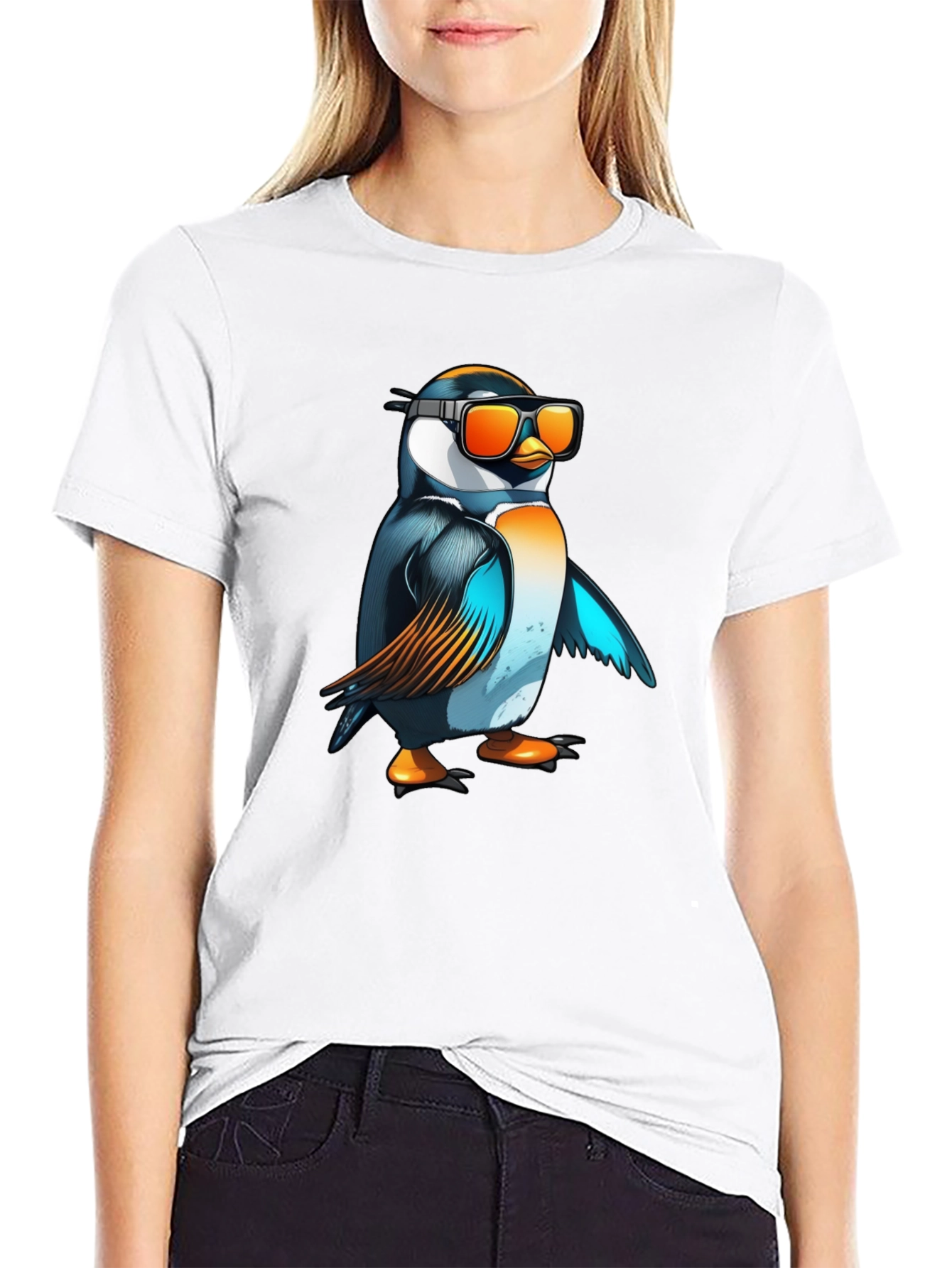 Cool Penguin Graphic Tee - Black Cotton T-Shirt