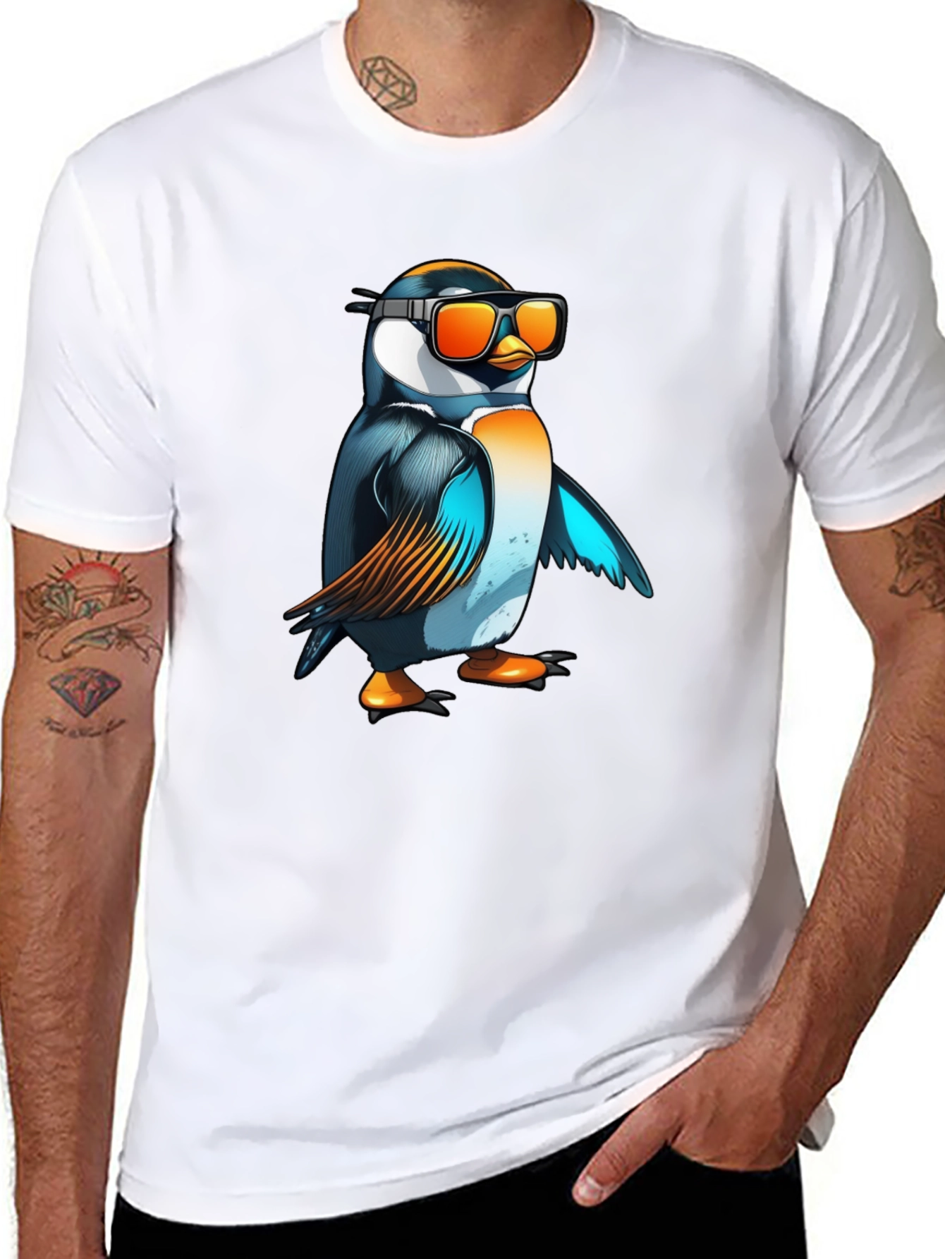 Cool Penguin Graphic Tee - Black Cotton T-Shirt