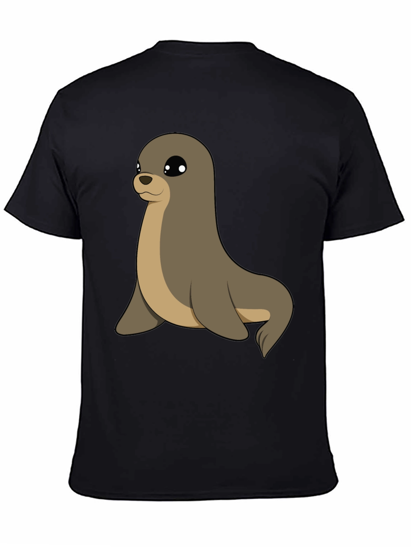 Cute Seal Graphic Tee - Casual Black T-Shirt