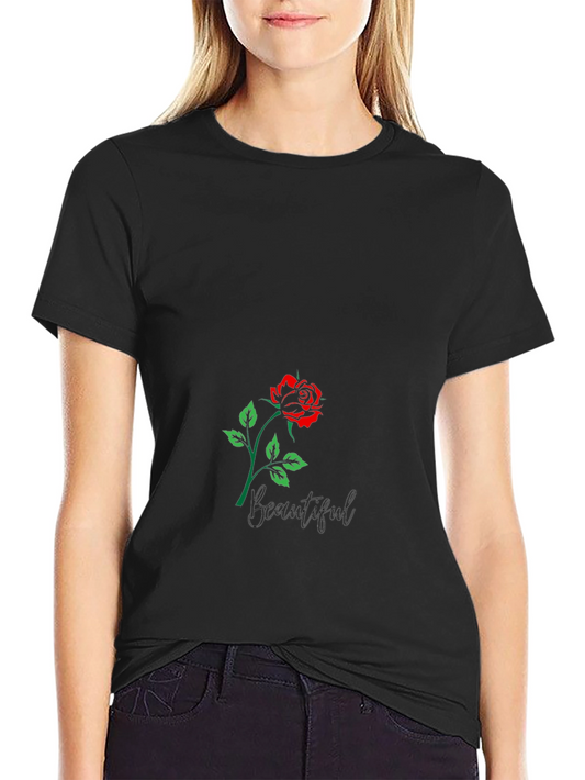 Rose Graphic Black T-Shirt - Stylish Casual Wear