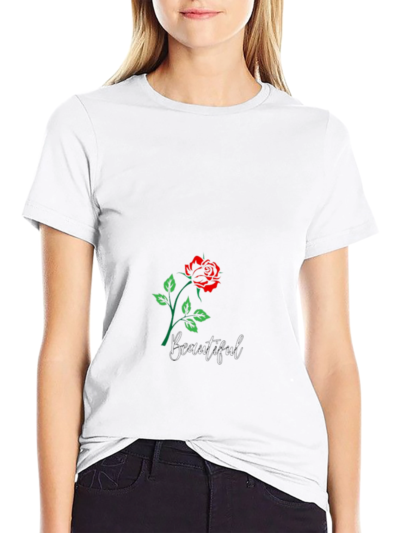 Rose Graphic Black T-Shirt - Stylish Casual Wear