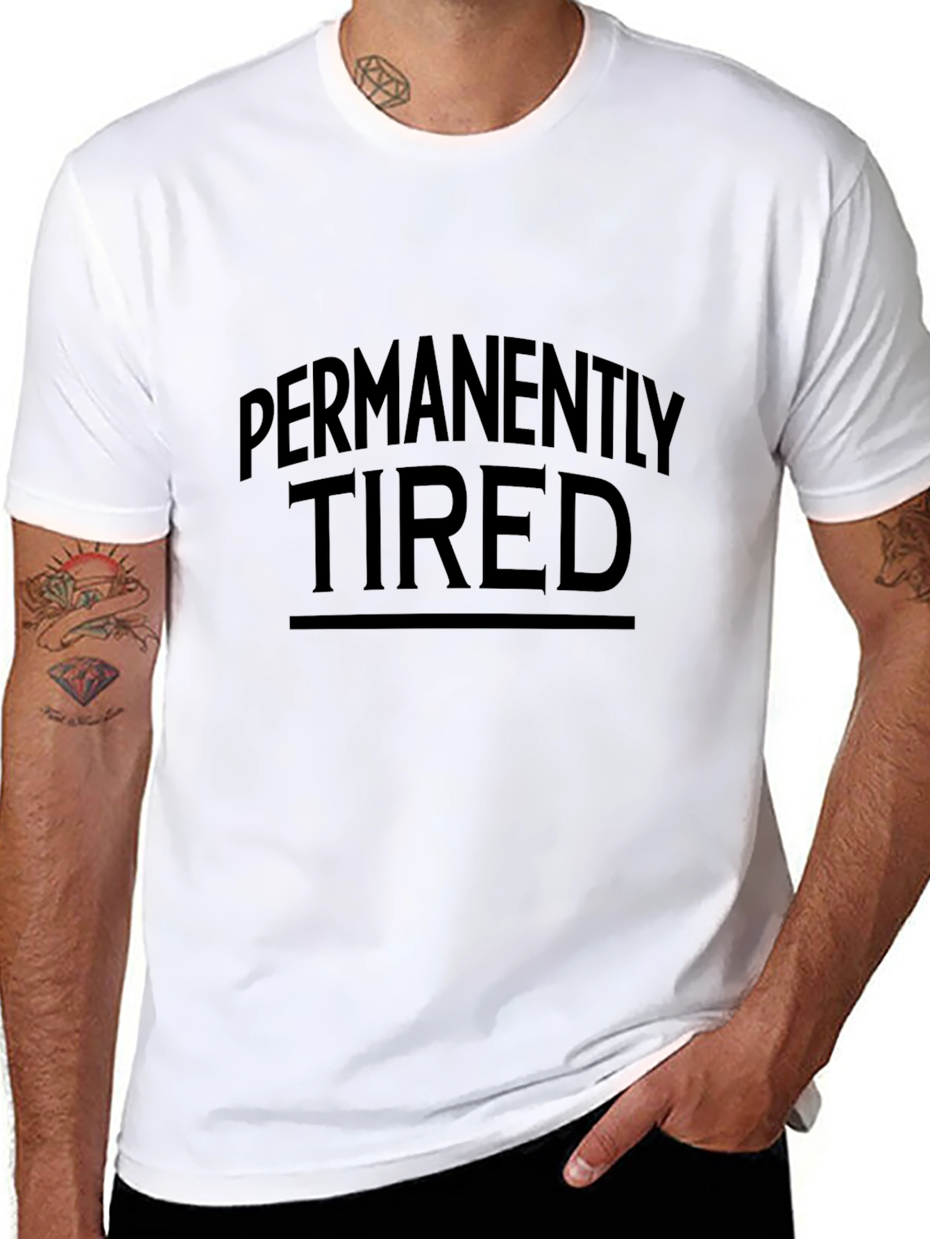 Permanently Tired Graphic Tee - Black Cotton T-Shirt