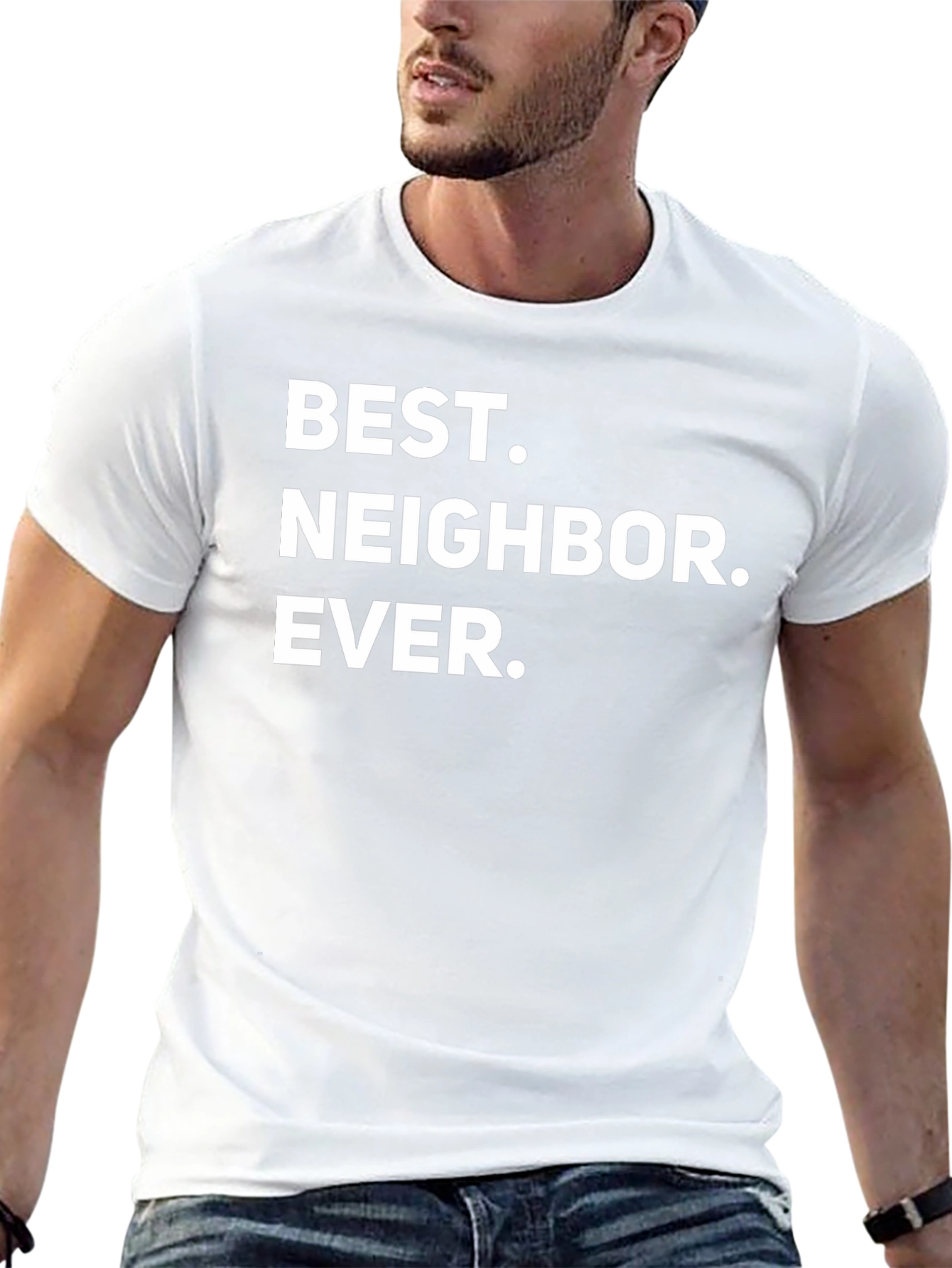 Best Neighbor Ever Black Crewneck T-Shirt