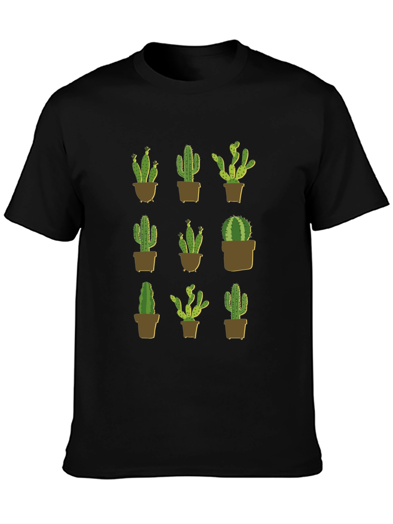 Cactus Plant Graphic Print Black T-Shirt