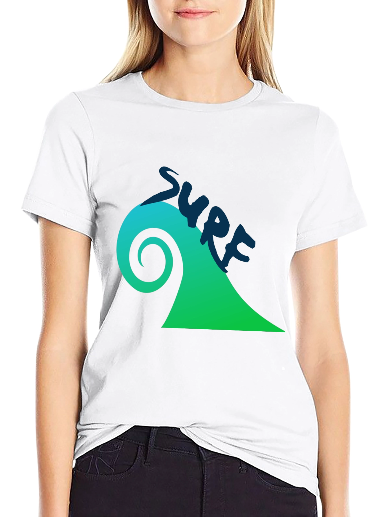 Surf Wave Graphic Tee - Black Cotton T-Shirt