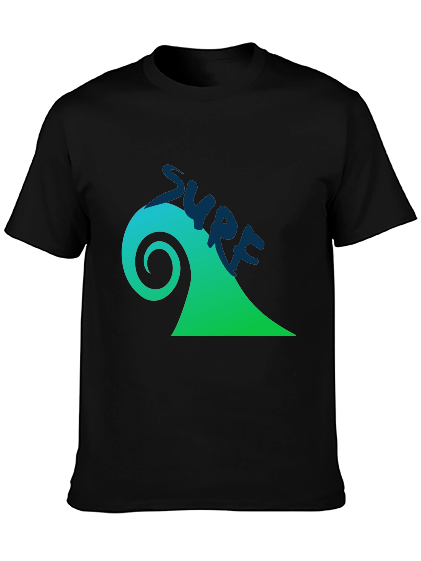 Surf Wave Graphic Tee - Black Cotton T-Shirt