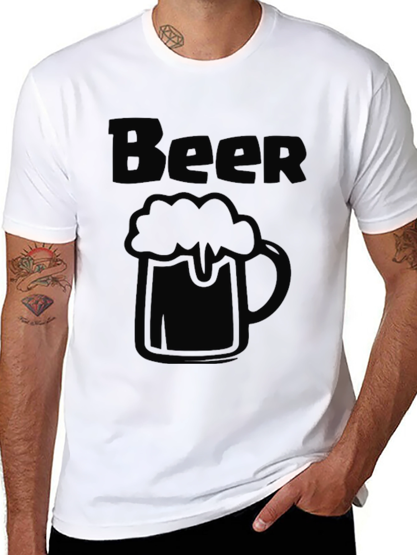 Mens Black Beer Graphic T-Shirt