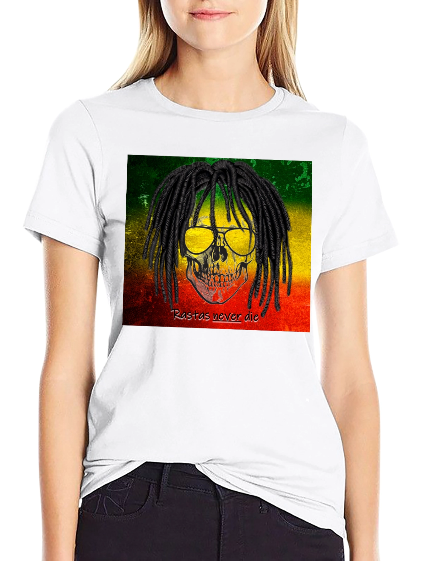 Rasta Skull Graphic Tee - Never Die