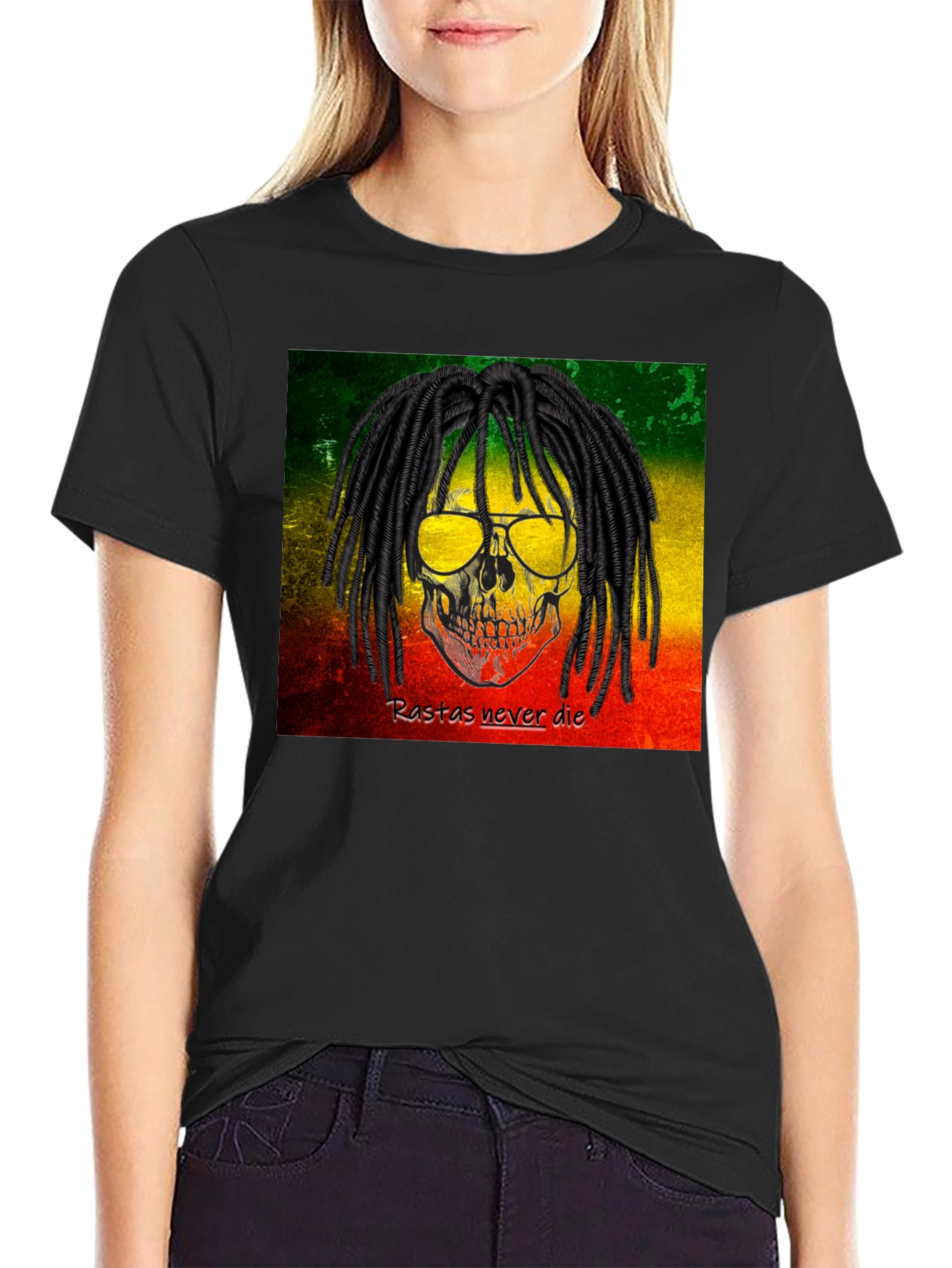 Rasta Skull Graphic Tee - Never Die
